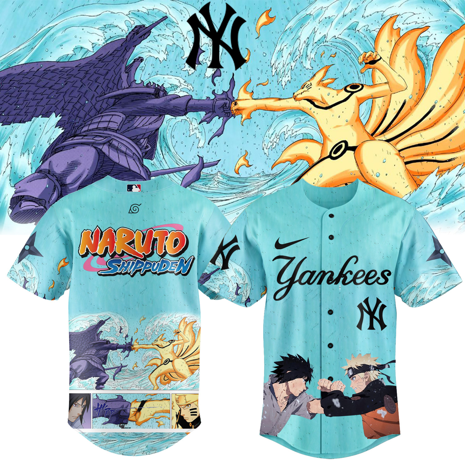 New York Yankees x Naruto Sasuke Baseball Jersey Basketball Clothing Best Gift For Yankees Lovers