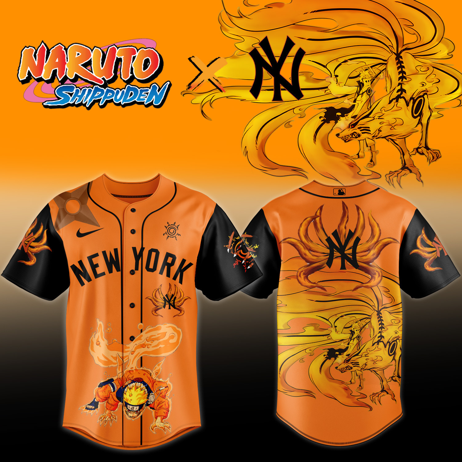New York Yankees x Naruto Shippuden Baseball Jersey Basketball Merch 2026 MLB Playoffs Gear