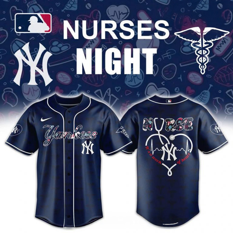 New York Yankees x NURSES NIGHT 2025 Navy Baseball Jersey Baseball Team Gift Ideas