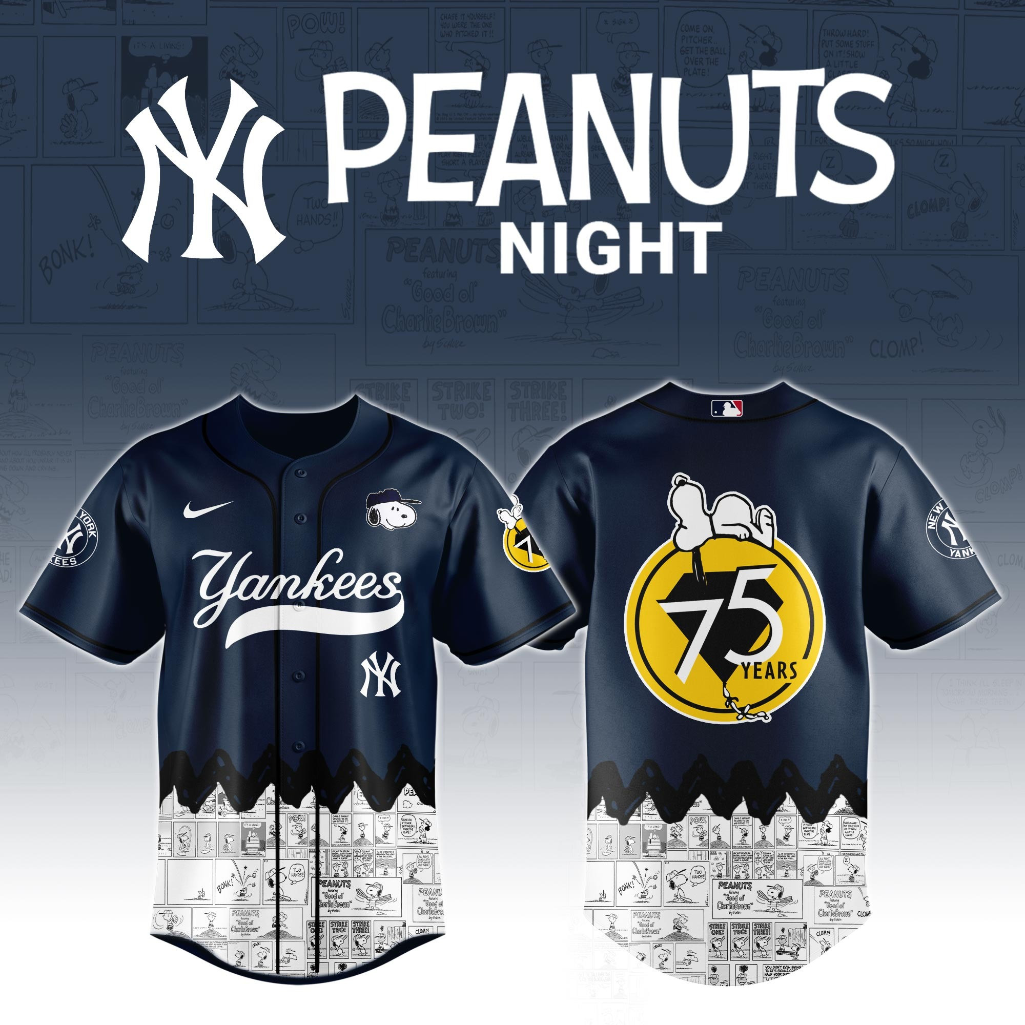 New York Yankees x Peanuts Night Jersey 2025 Baseball Team Gift Ideas