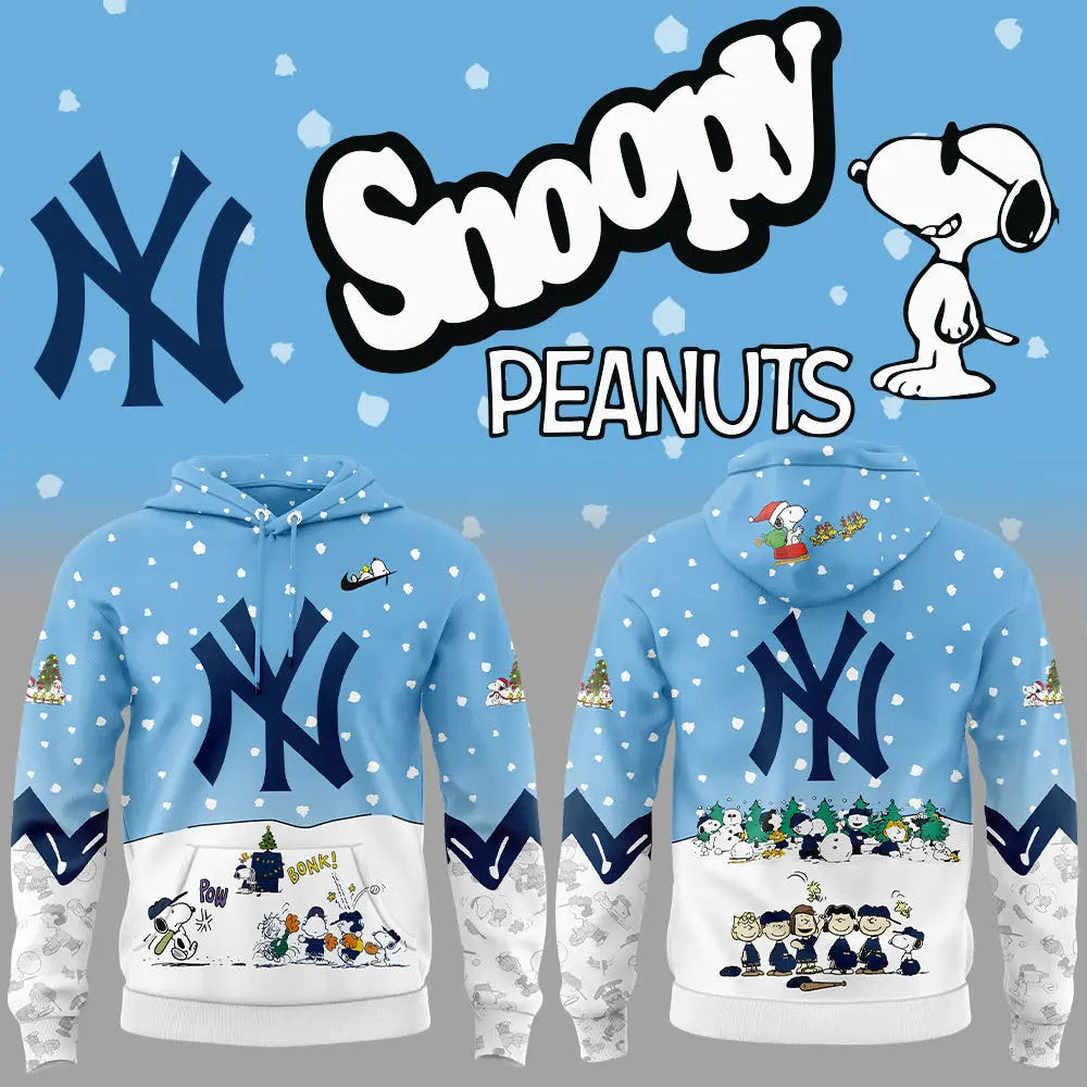 New York Yankees x Peanuts Snoopy Hoodie Cute Christmas Gifts For Yankees Fans For Him Her