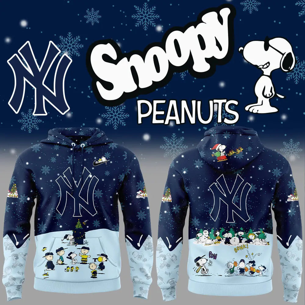 New York Yankees x Peanuts Snoopy Hoodie Cute Christmas Gifts For Yankees Lovers Fans