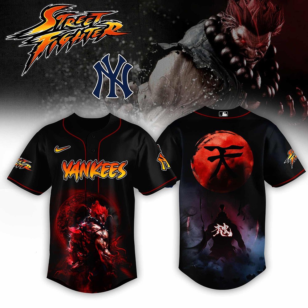 New York Yankees x Street Fighter Baseball Jersey Best Gift For Anime And Sports Fans