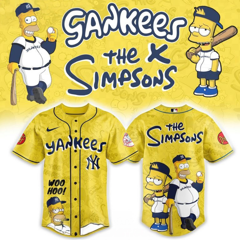 New York Yankees x The Simpsons Premium Baseball Jersey Unique Gifts For Baseball Fans