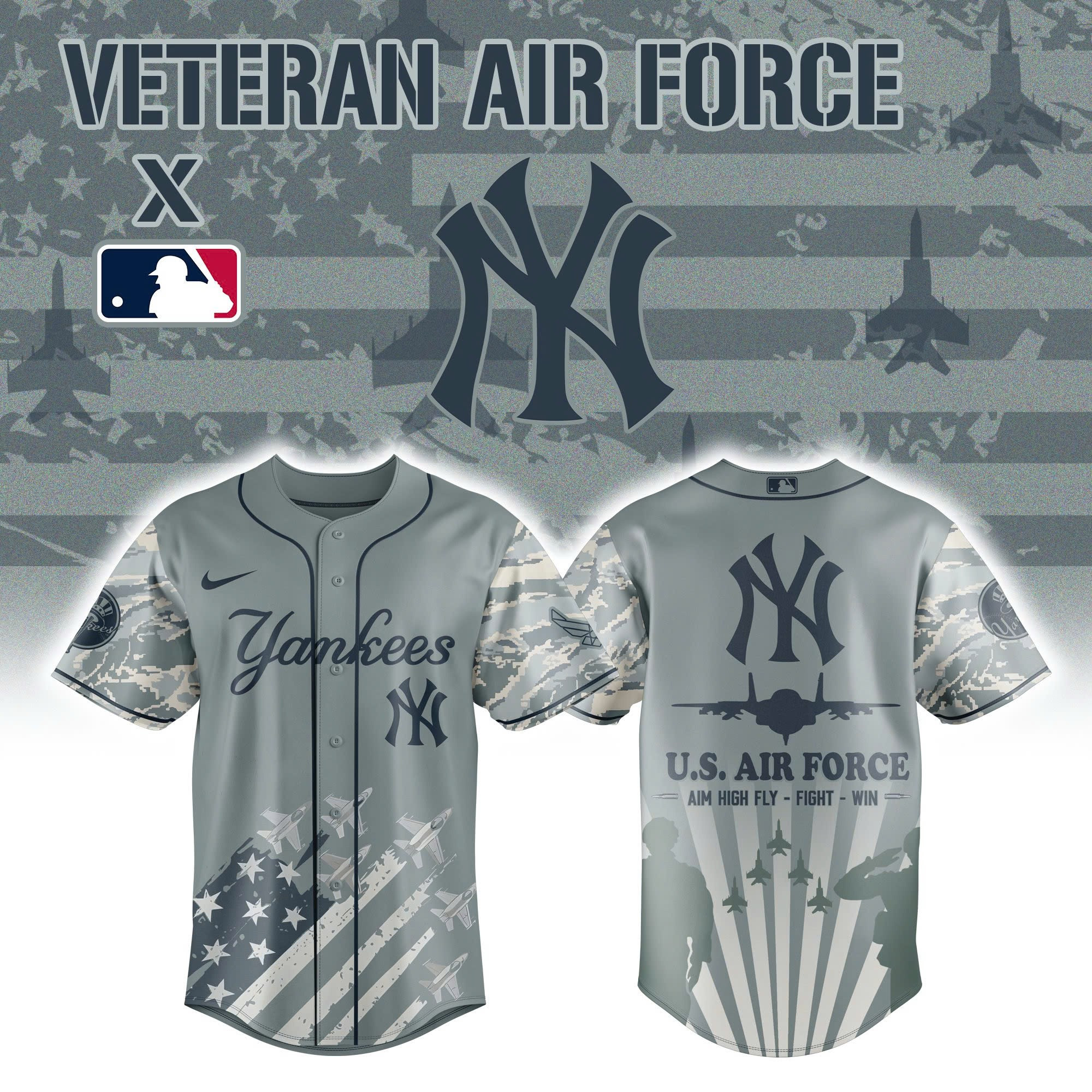 New York Yankees x Veteran US Air Force 2025 Baseball Jersey Gift Ideas For Baseball Fans