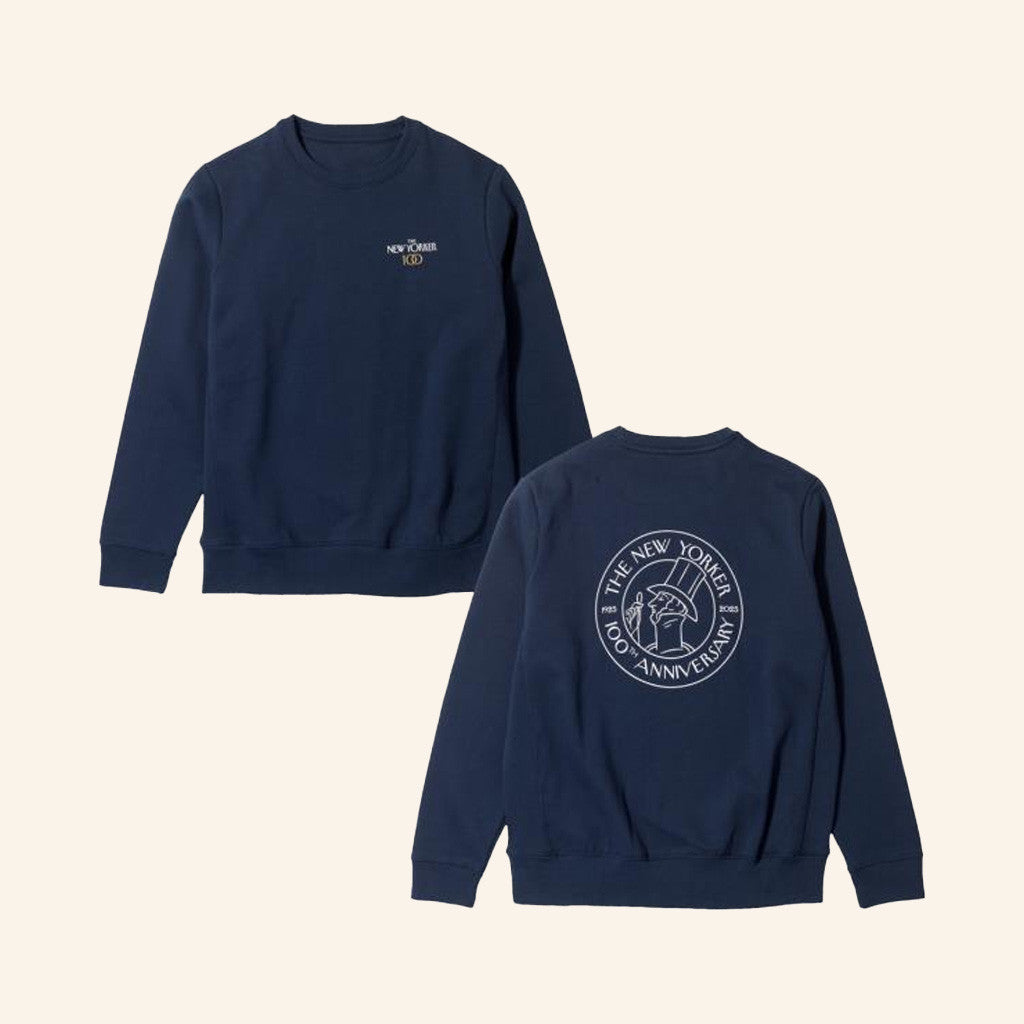 New Yorker Merch The 100Th Anniversary Crewneck Sweatshirt Navy Gifts For Him New Yorker Merch The 100Th Anniversary Crewneck Sweatshirt Navy Gifts For Him