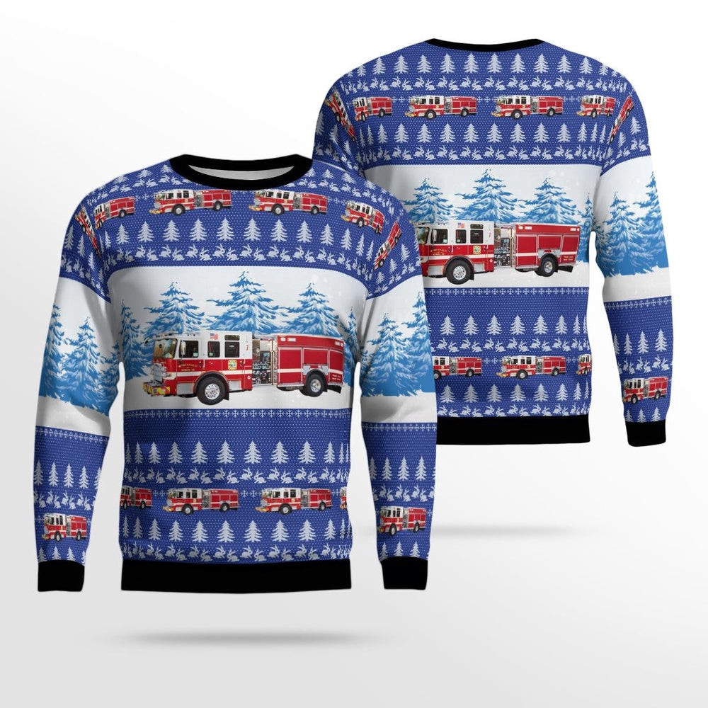 Newark Delaware Aetna Hose Hook & Ladder Company AOP Ugly Sweater Christmas Unisex Sweaters Gift For Christmas