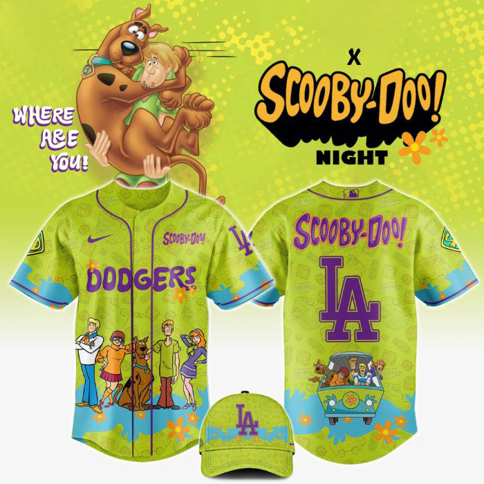 Newest Los Angeles Dodgers MLB x Scooby Doo Baseball Jersey Baseball Best Gifts