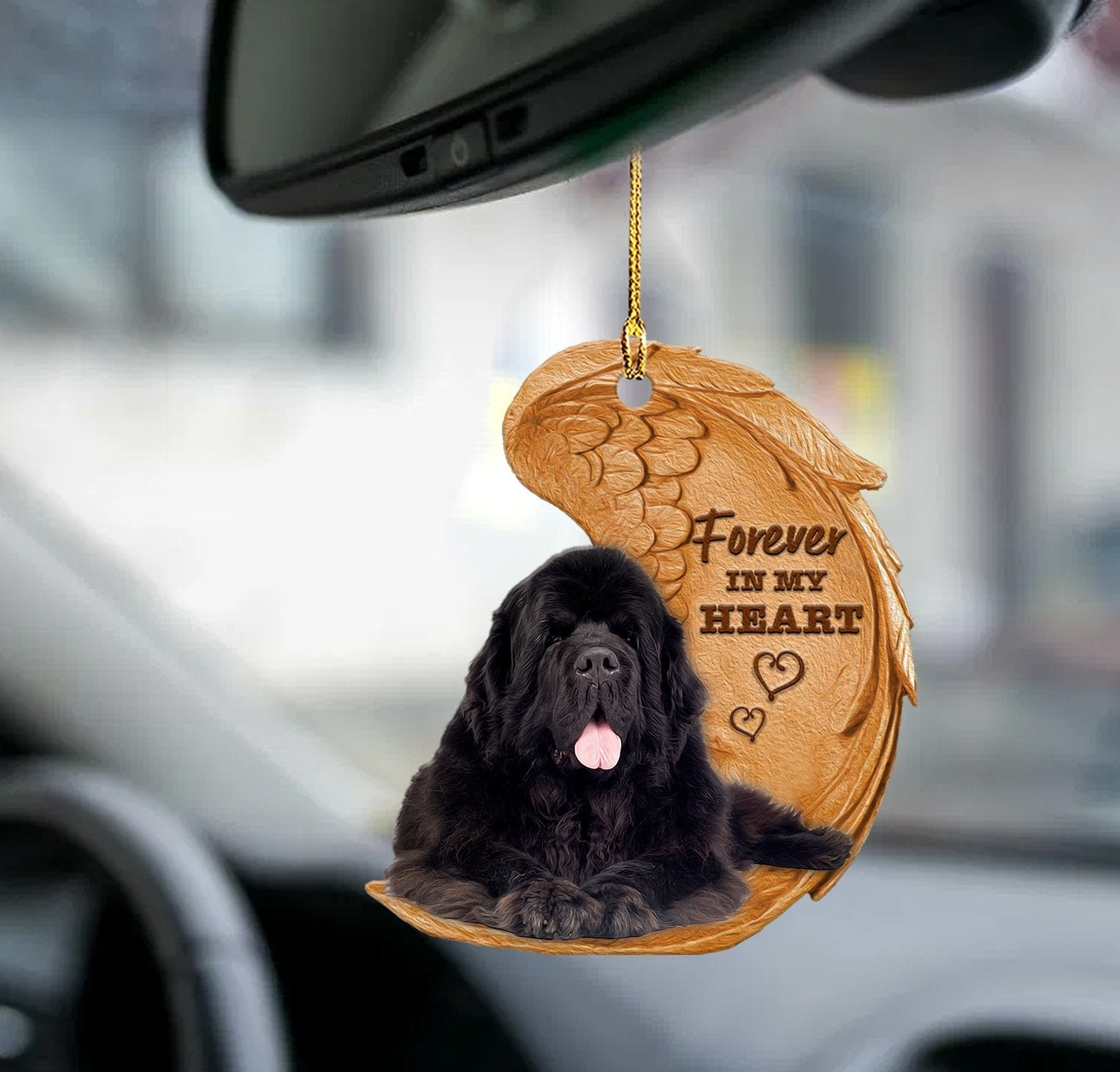 Newfoundland Dog Forever In My Heart Auto Hanging Ornament Dog Ornament Lasfour