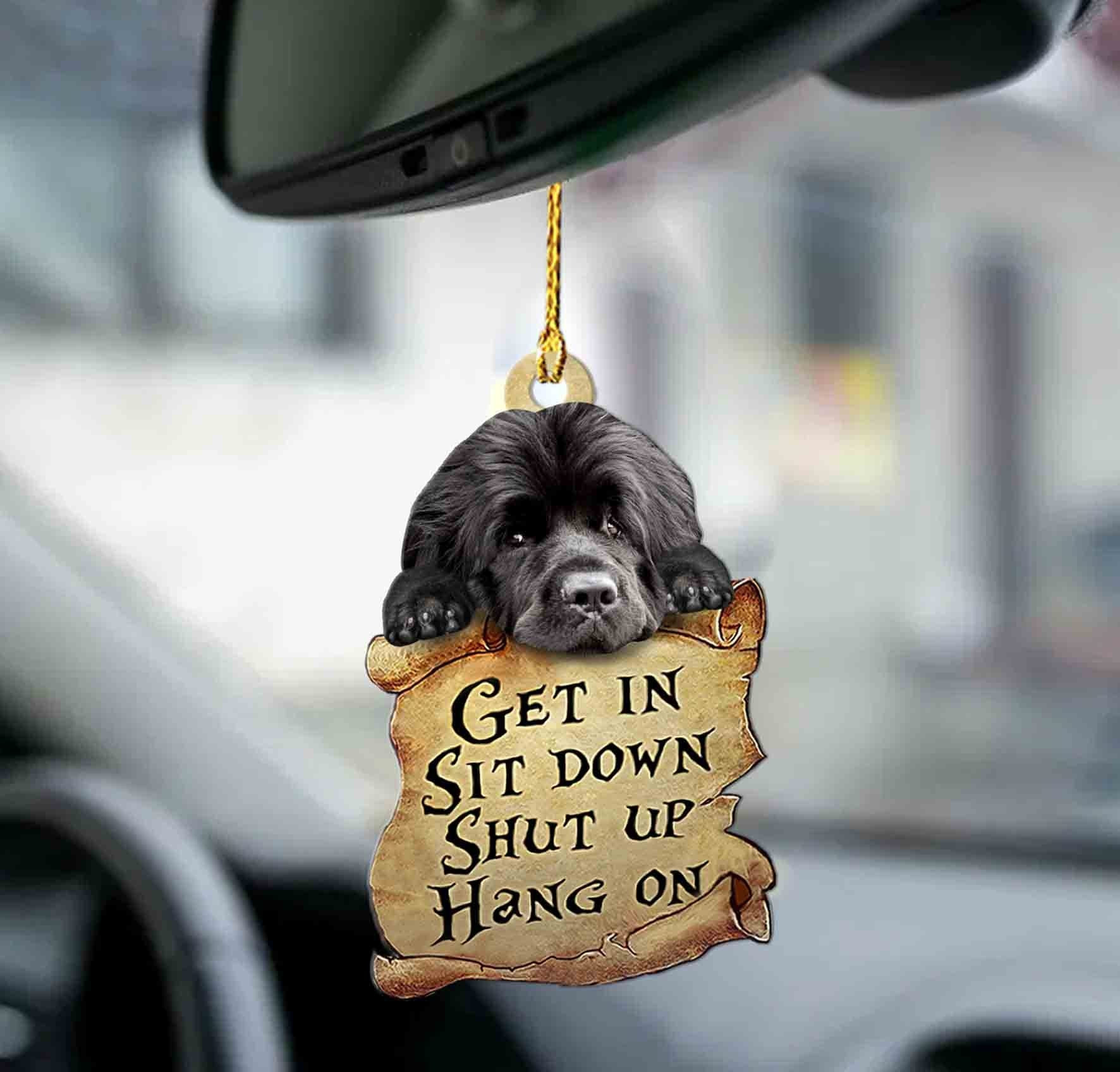 Newfoundland dog get in newfoundland dog lover dog moms two sided car ornament