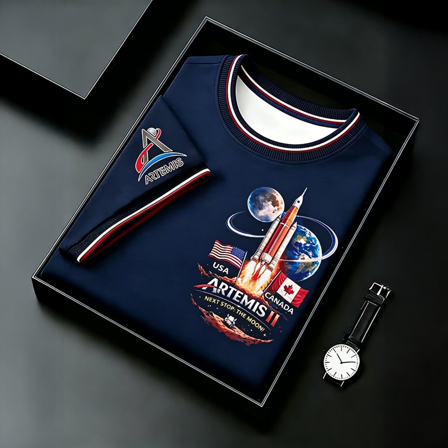 Next Stop The Moon USA And Canada Artemis II 2026 T-Shirt First Lunar Flyby 2026 Shirt Father Gift