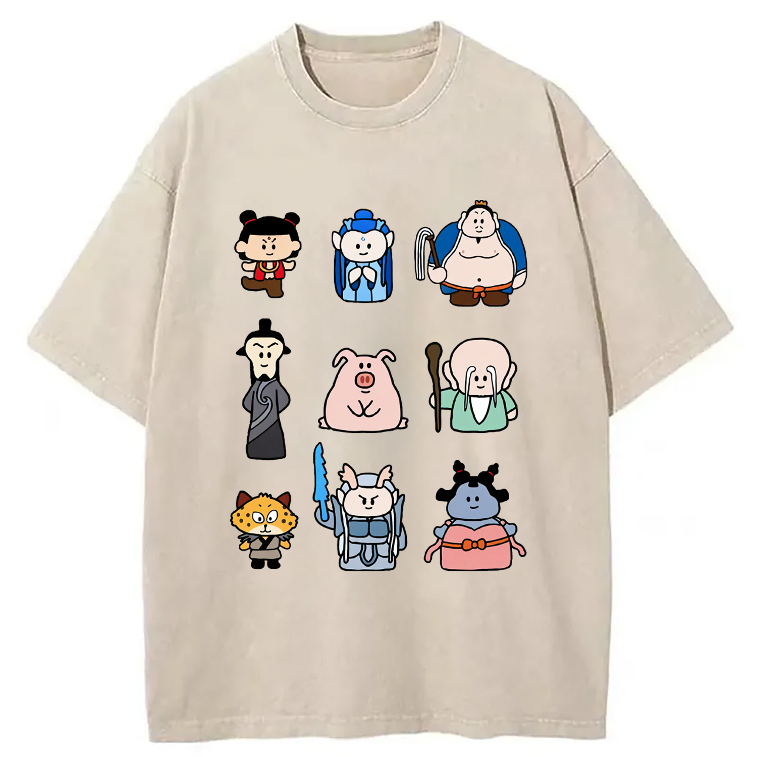 Nezha Family Anime Art Design Washed T-Shirt Unique Aesthetic Fashion Tee Gifts For Sister Nezha Family Anime Art Design Washed T-Shirt Unique Aesthetic Fashion Tee Gifts For Sister