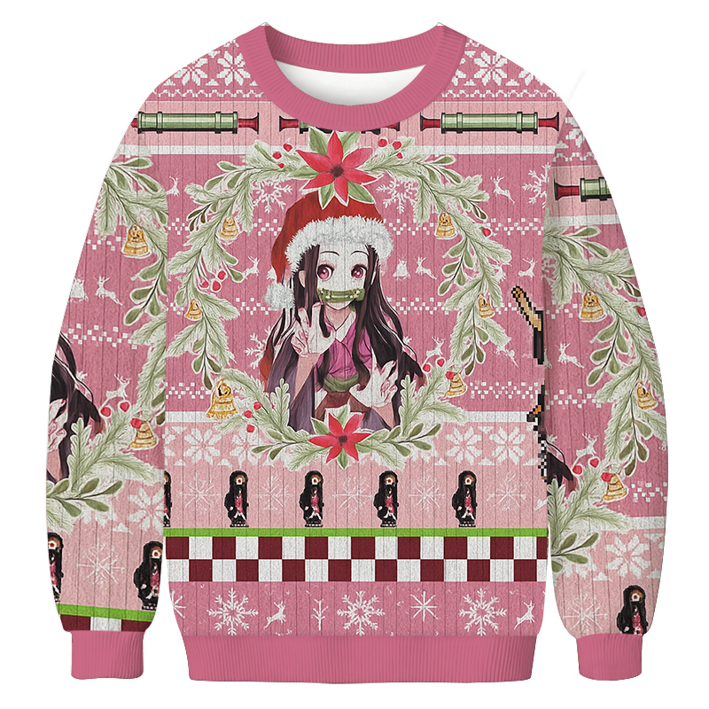 Nezuko Kamado Demon Slayer Christmas Ugly Sweatshirt Christmas Party Novelty Sweater Gift Ideas