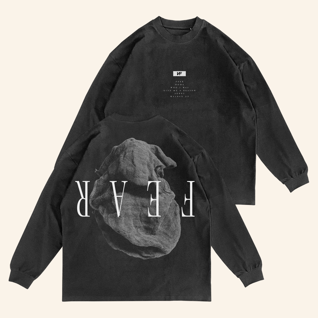 NF Real Music Merch Vintage Black FEAR Long Sleeve T-Shirt Music Lover Gifts For Him