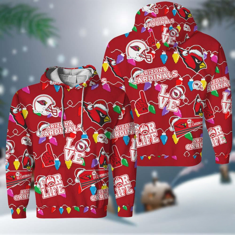 NFL Arizona Cardinals Love For Life Football Team Merry Christmas Hoodie Gift For Fans