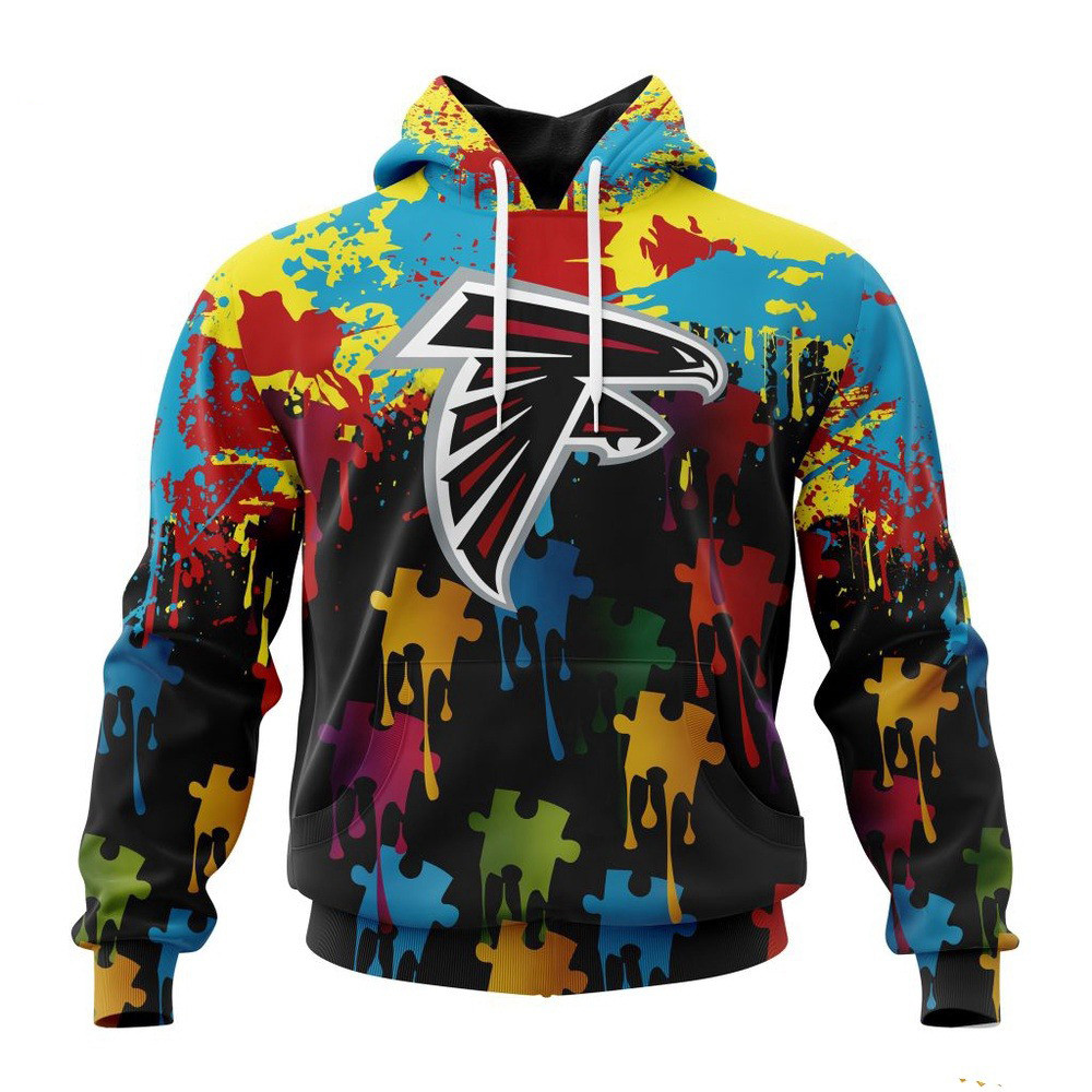 NFL Atlanta Falcons Autism Awareness Design 3D Hoodie Best Football Gifts