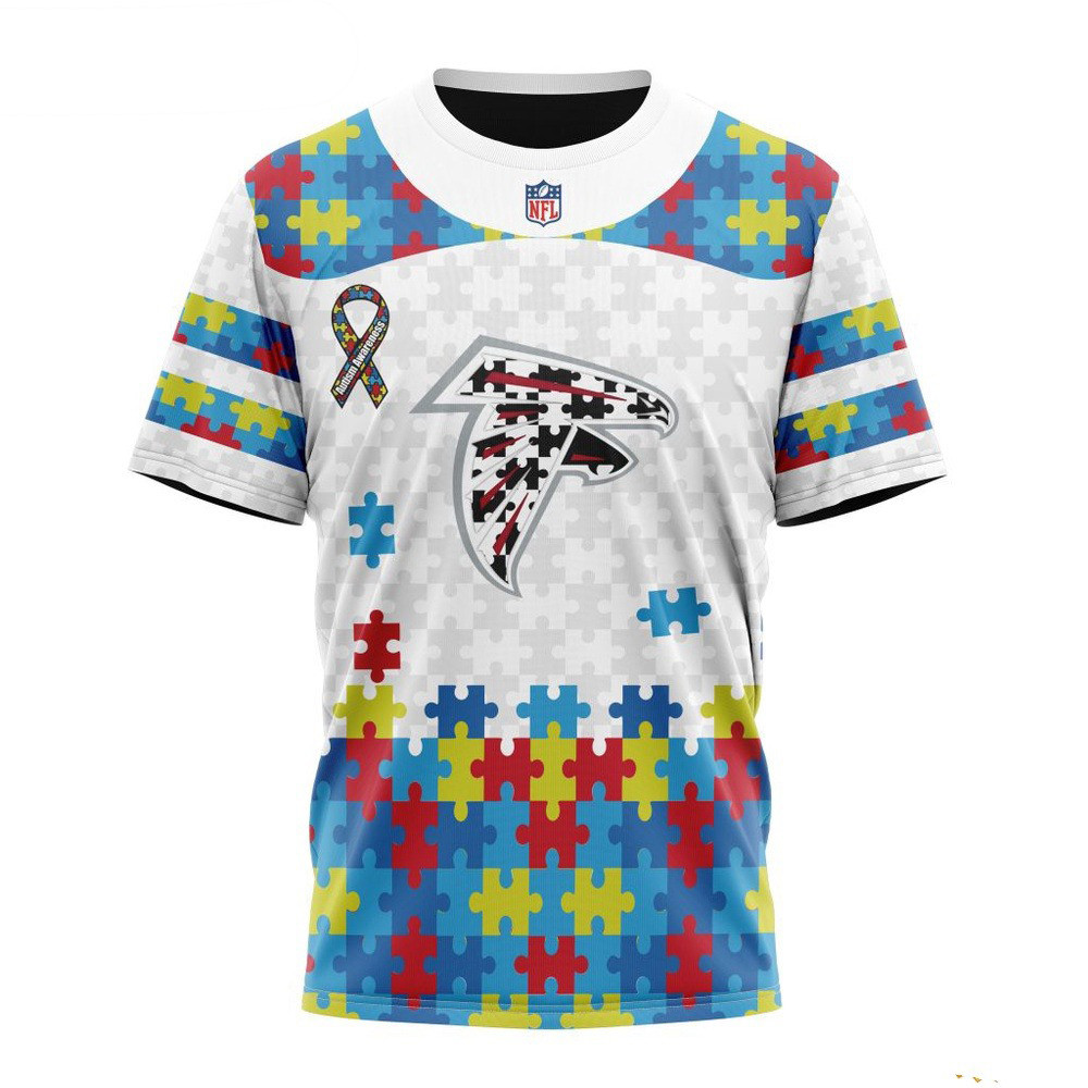 NFL Atlanta Falcons Shirt Autism Awareness Design 3D T-Shirt Gift Ideas For Football Lovers