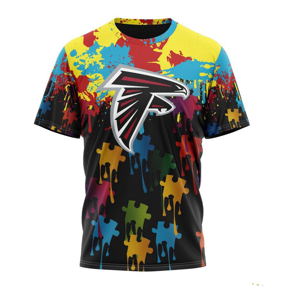 NFL Atlanta Falcons Shirt Special Autism Awareness Design Football T-Shirt For Fans