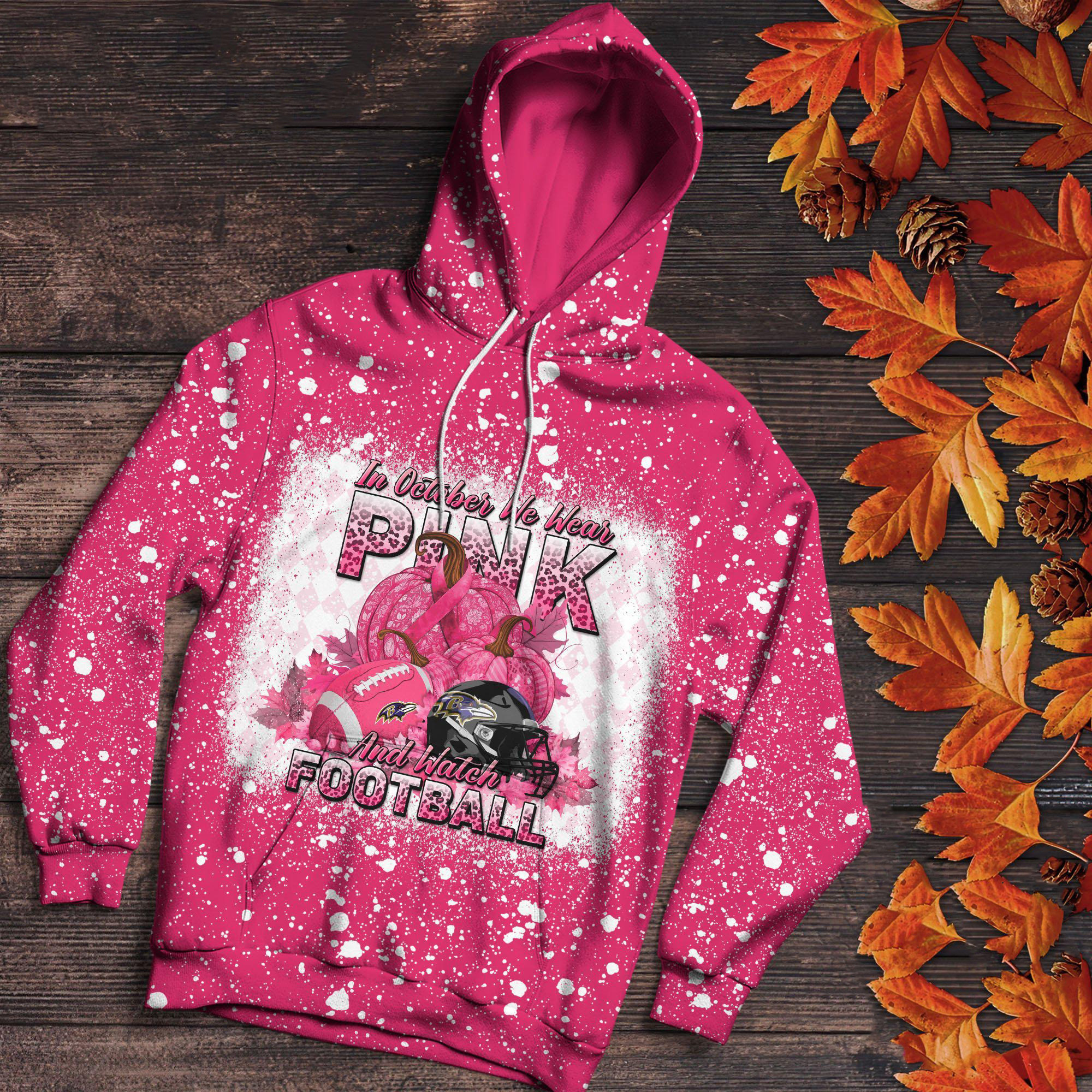 NFL Baltimore Ravens In October We Wear Pink And Watch Football Hoodie Gifts For Mom