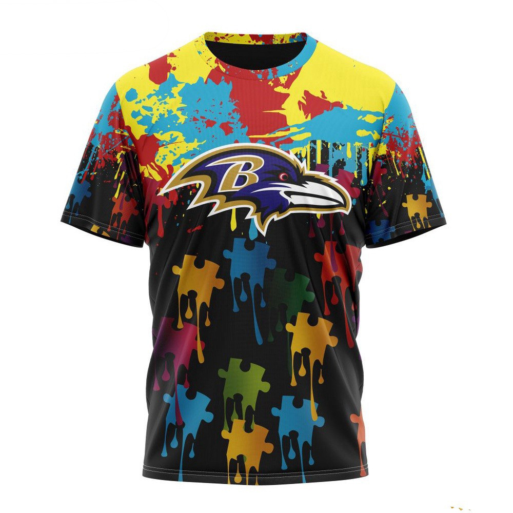 NFL Baltimore Ravens Shirt Special Autism Awareness Design Football T-Shirt Fans Gifts