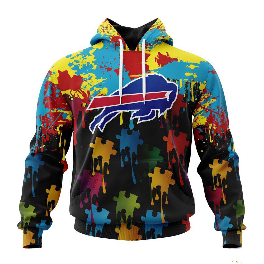 NFL Buffalo Bills Autism Awareness Design 3D Hoodie Best Gifts For Football Fans
