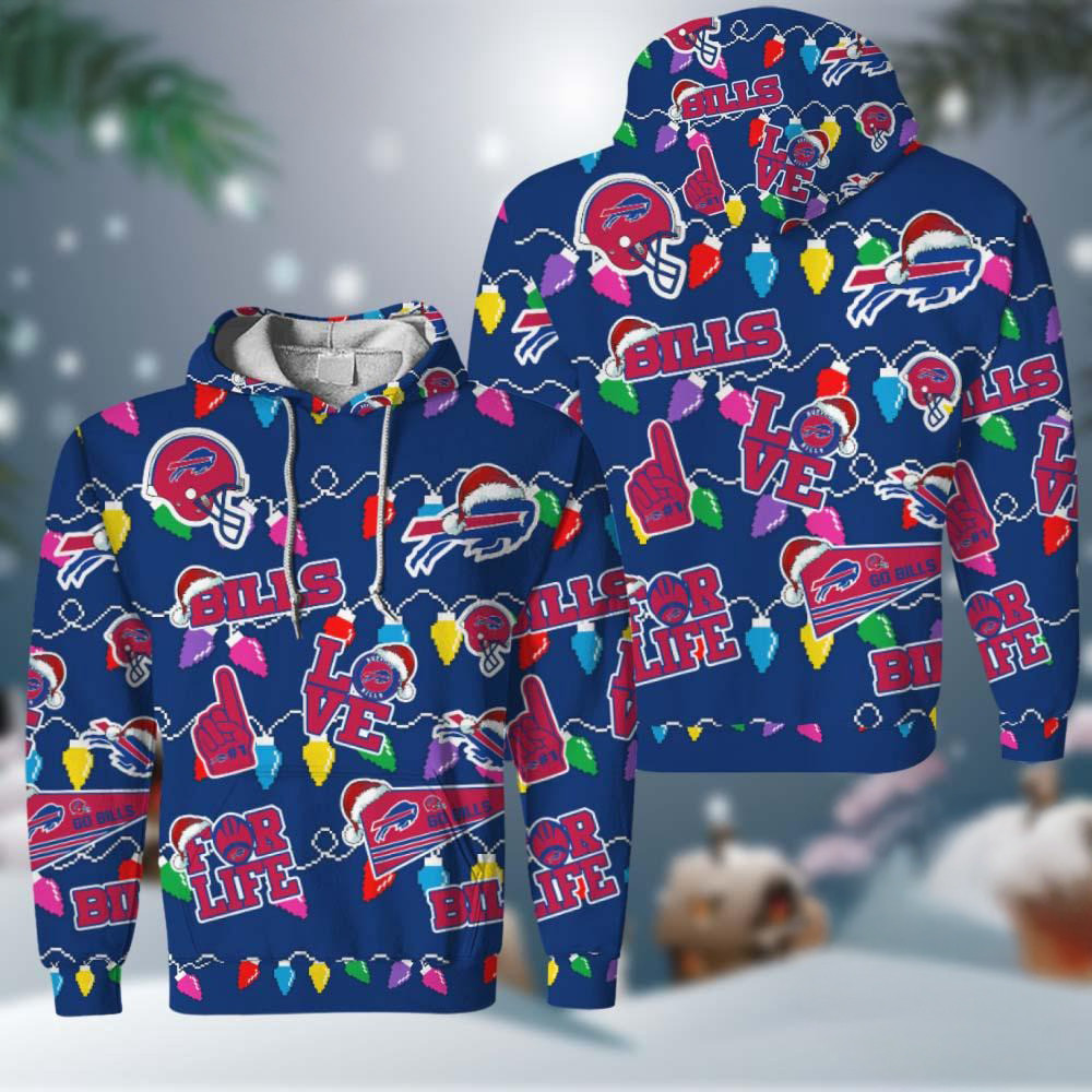 NFL Buffalo Bills Love For Life Football Team Merry Christmas Hoodie Gift For Fan