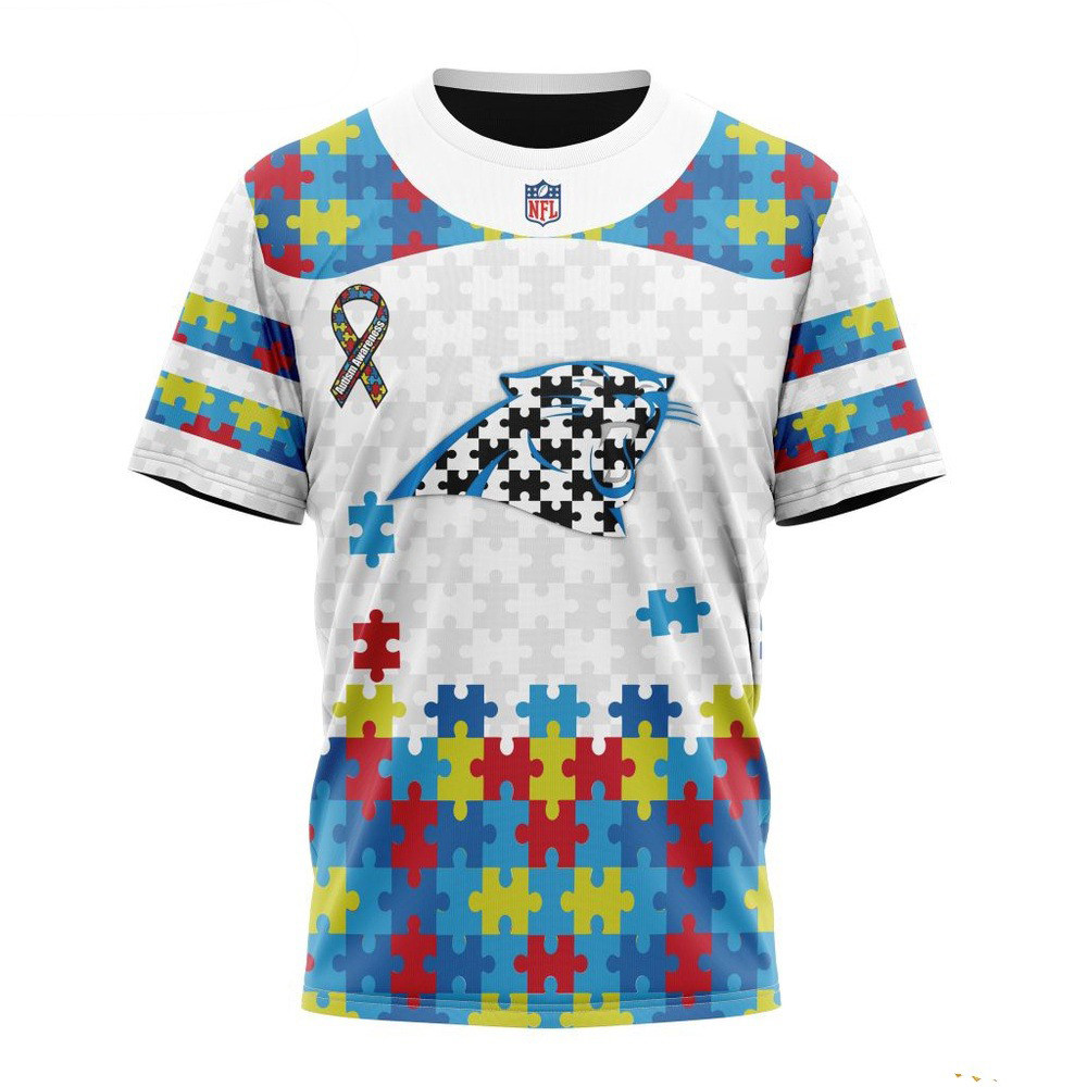 NFL Carolina Panthers Autism Awareness Design T-Shirt Unique Gifts For Football Lovers