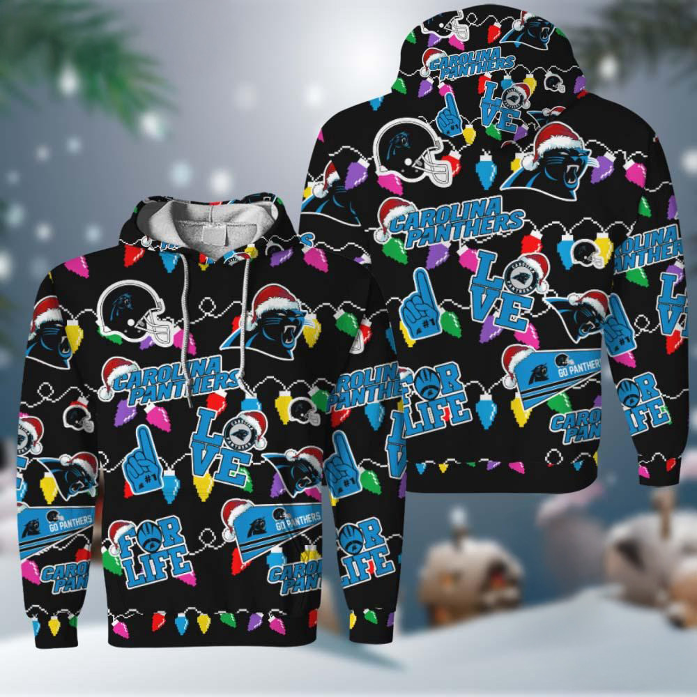 NFL Carolina Panthers Love For Life Football Team Merry Christmas Hoodie Fan Gifts