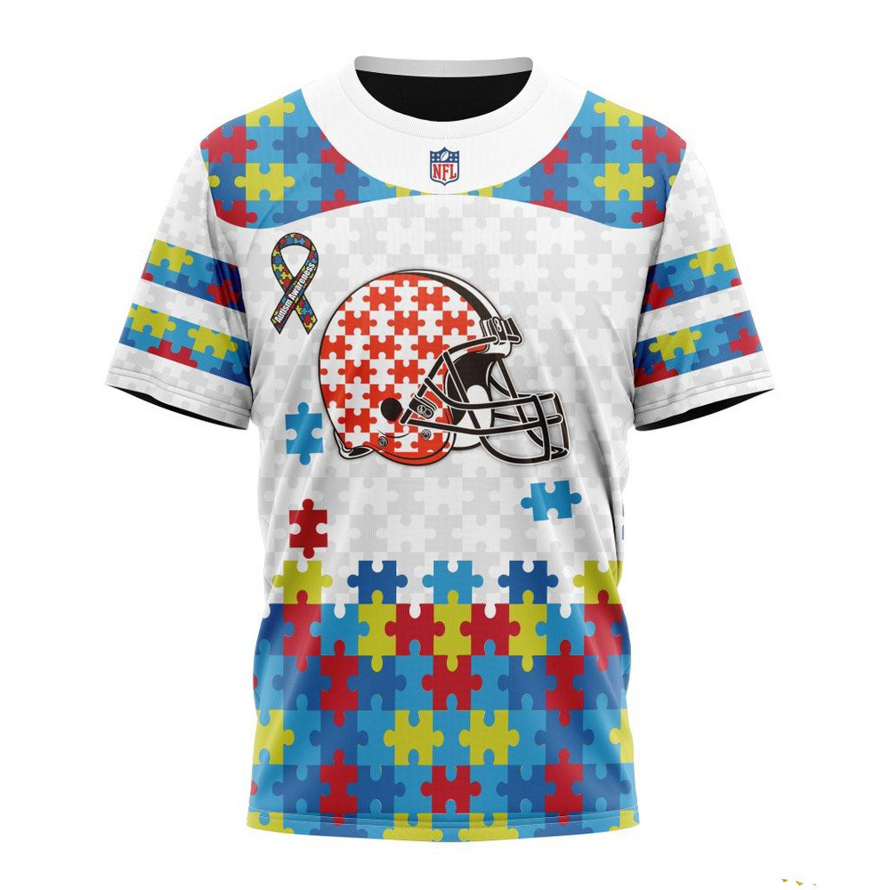 NFL Cleveland Browns Autism Awareness T-Shirt Football Themed Gifts