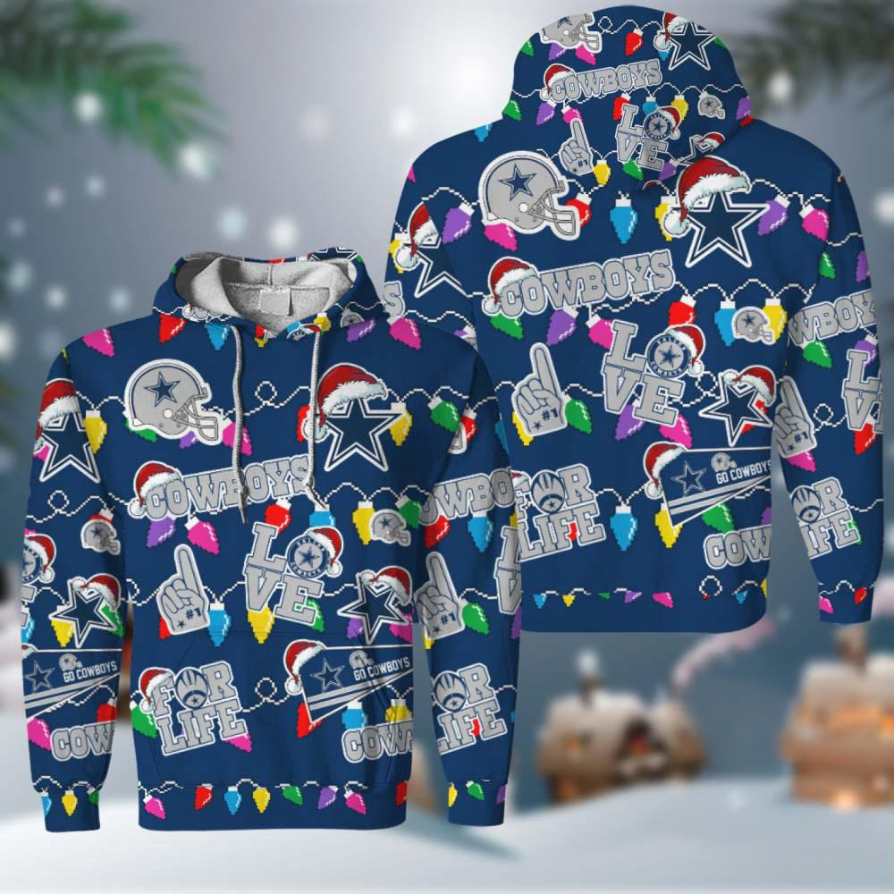 NFL Dallas Cowboys Love For Life Football Team Merry Christmas Hoodie Gift For Fan