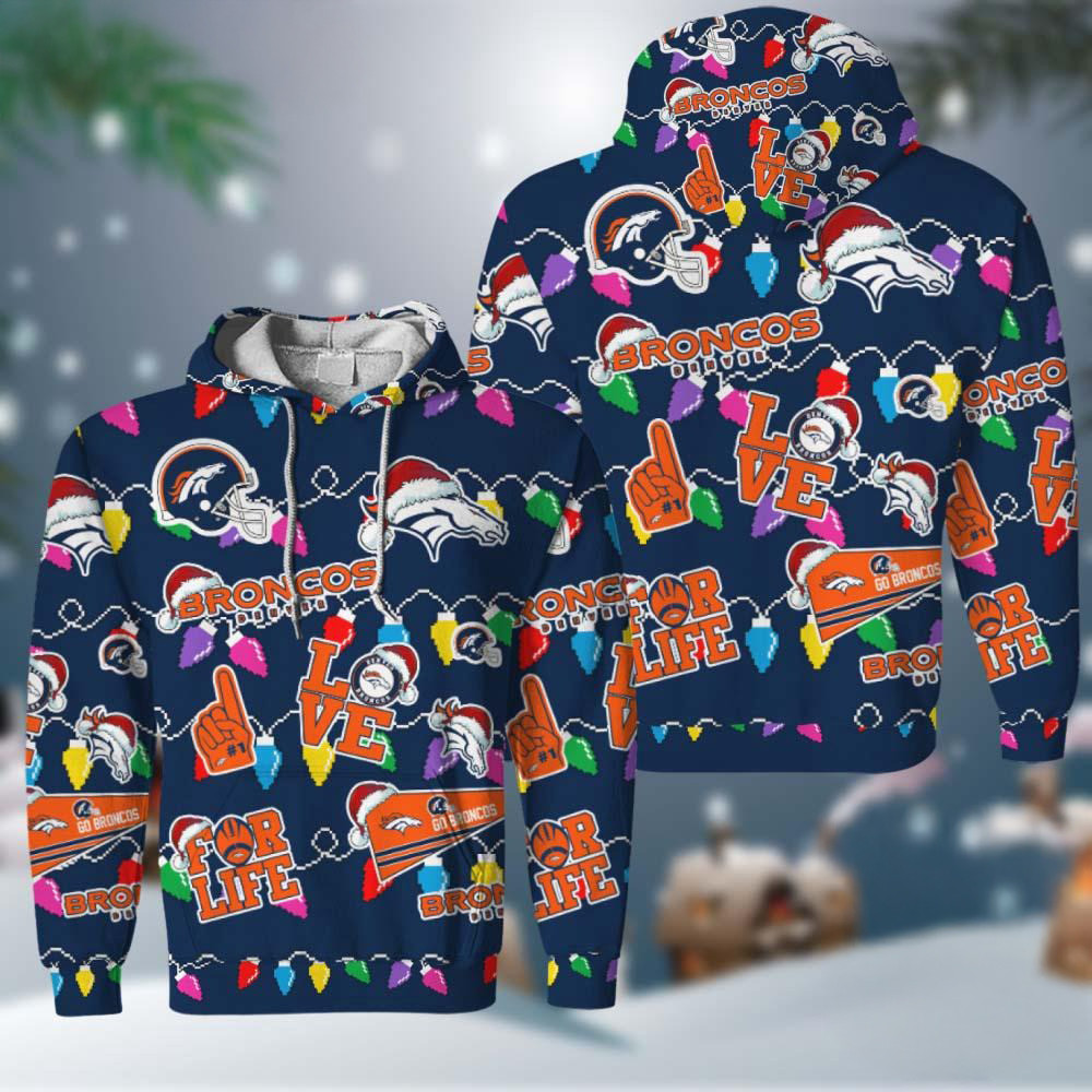 NFL Denver Broncos Love For Life Football Team Merry Christmas Hoodie Fan Gifts