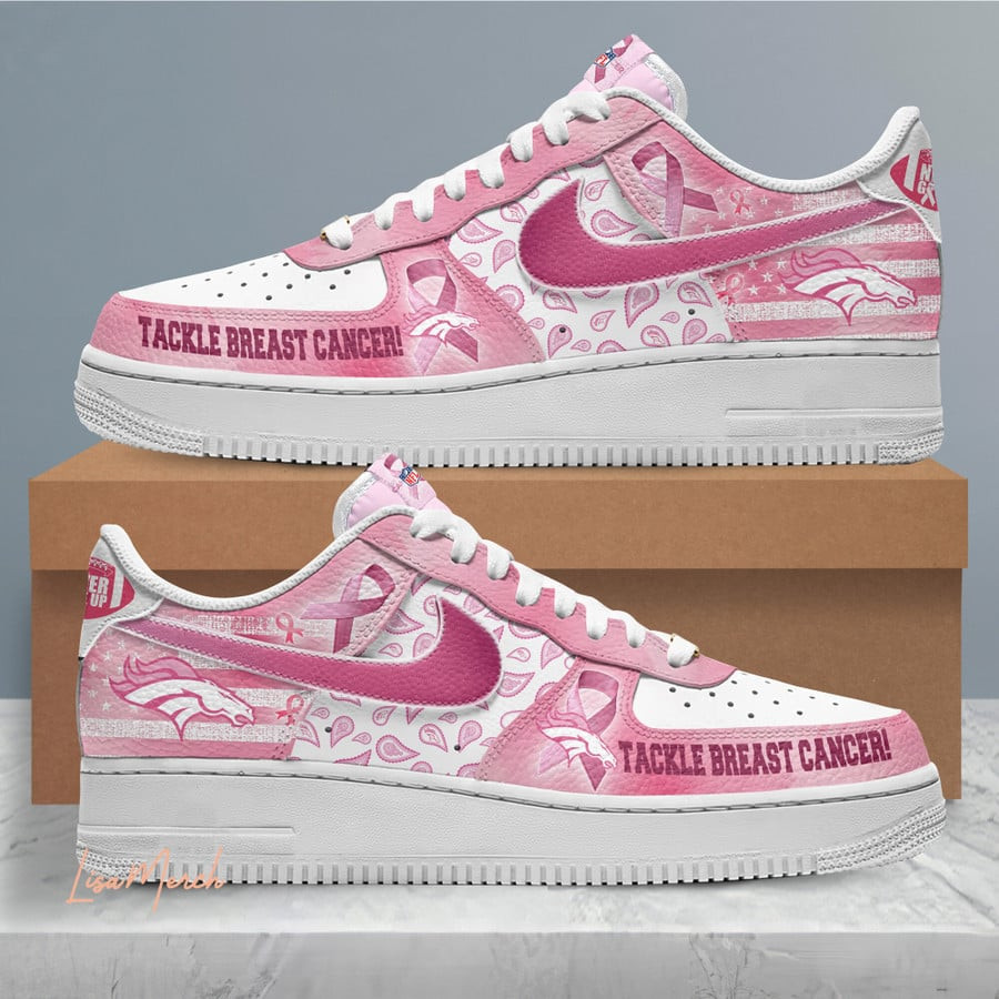 NFL Denver Broncos Tackle Breast Cancer Shoes Unique Gifts For Football Lovers