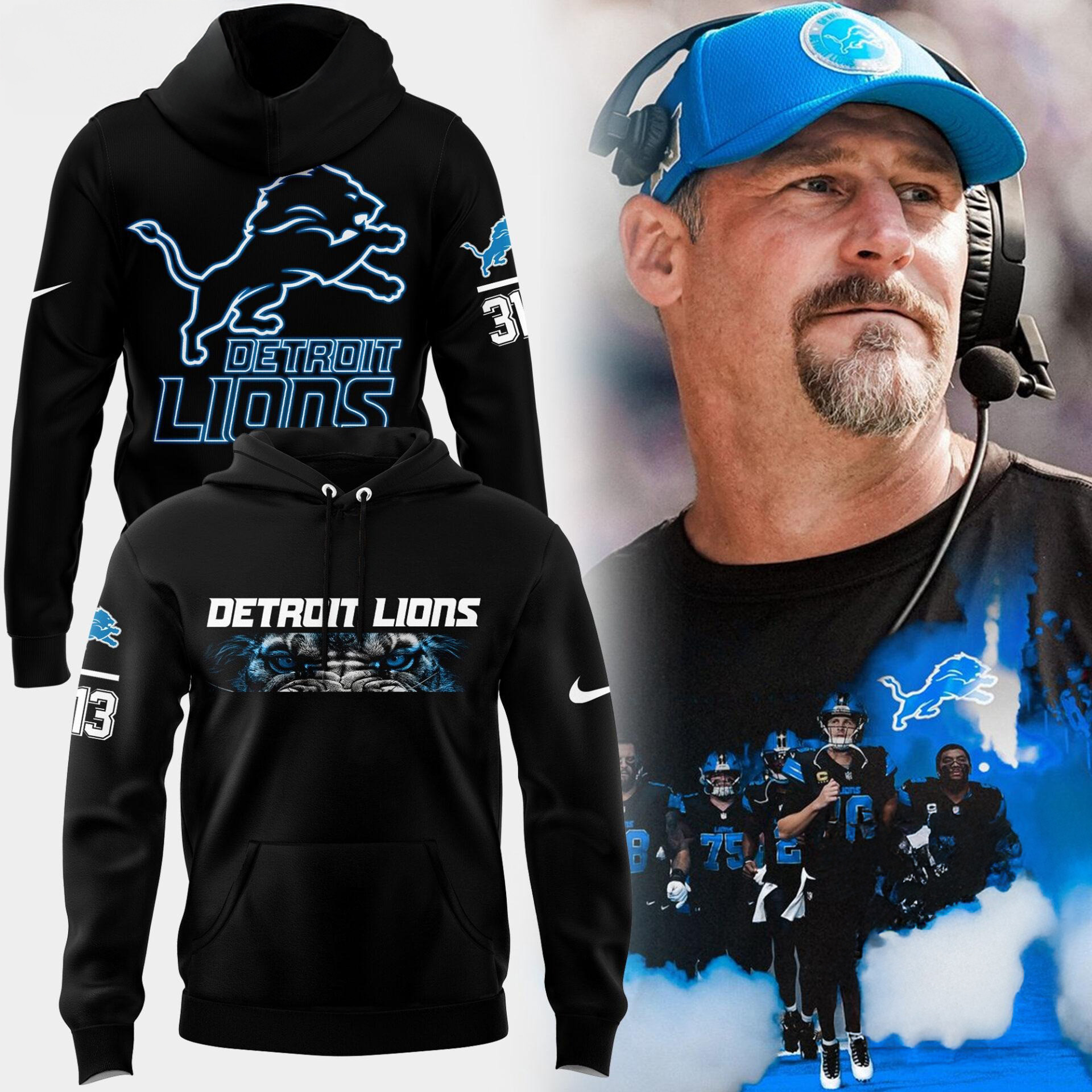 NFL Detroit Lions 313 Black Hoodie Football Themed Gifts