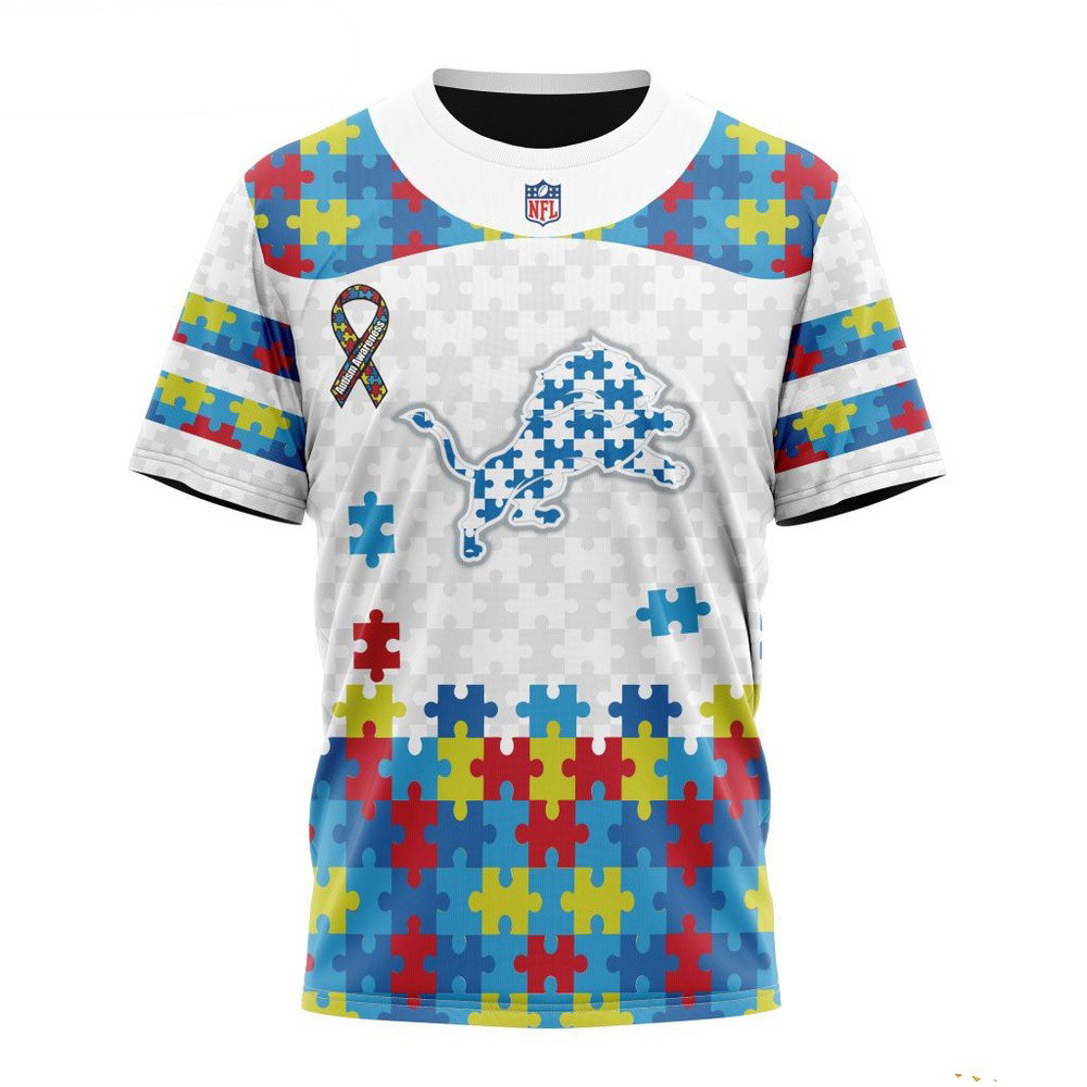 NFL Detroit Lions Autism Awareness Design T-Shirt Unique Gifts For Football Lovers