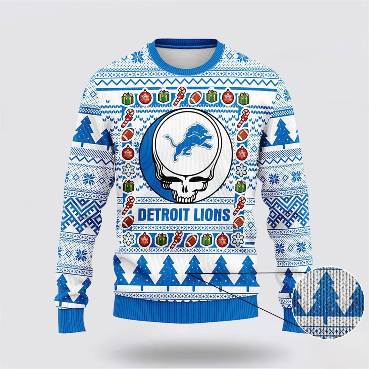 NFL Detroit Lions Ugly Christmas Sweater Football Team Grateful Dead Sweater For Fan