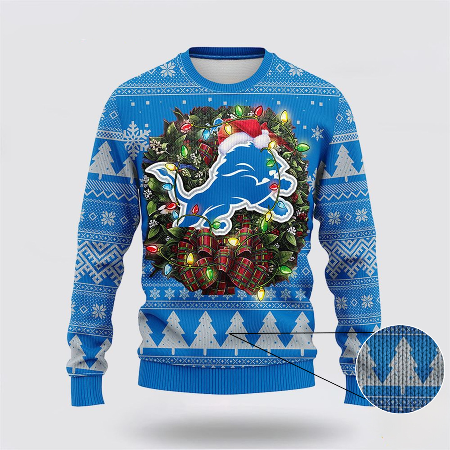 NFL Detroit Lions Ugly Sweater Christmas Wreath Sweater For Fan Football Gifts