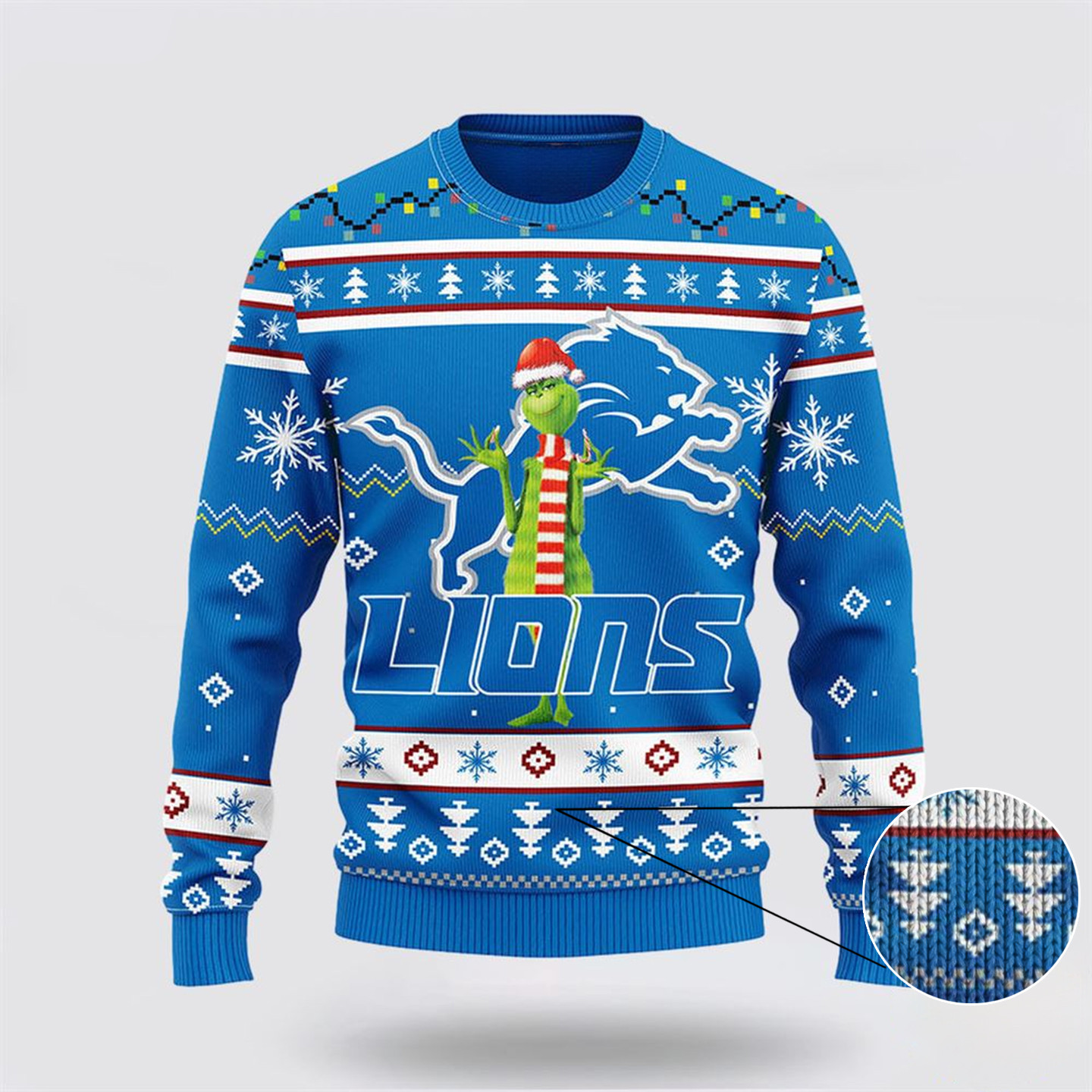 NFL Detroit Lions Ugly Sweater Funny Grinch Ugly Christmas Sweater For Football Fan