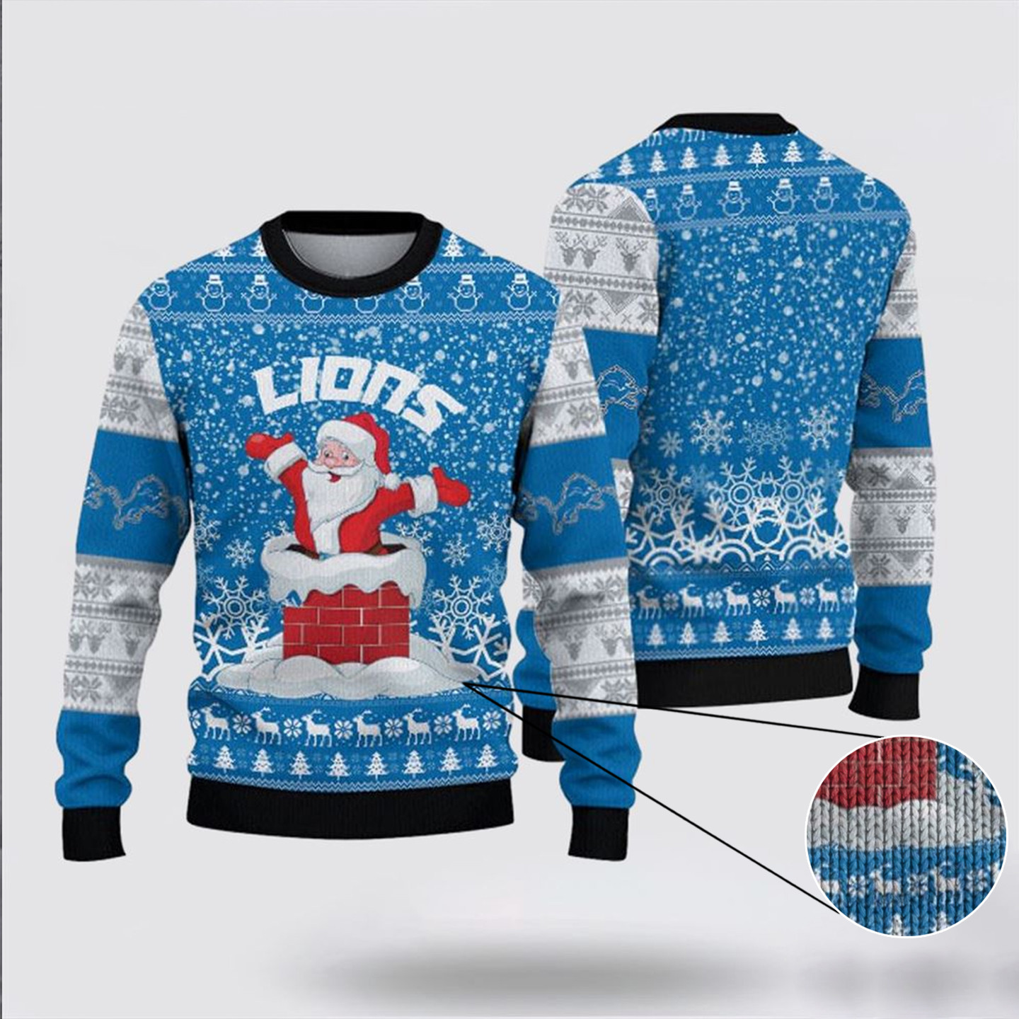 NFL Detroit Lions Ugly Sweater Funny Santa Claus Christmas Sweater Fans Gifts