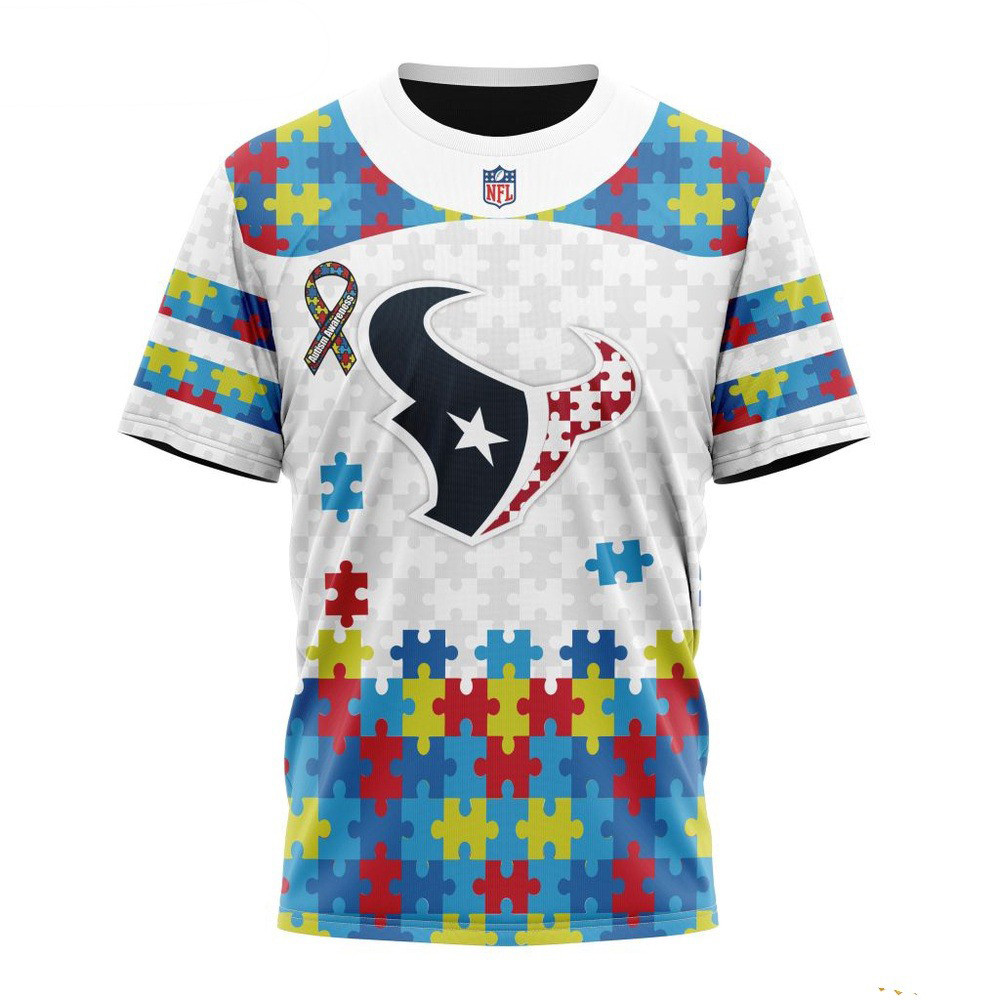 NFL Houston Texans Autism Awareness Design T-Shirt Gift Ideas For Football Lovers