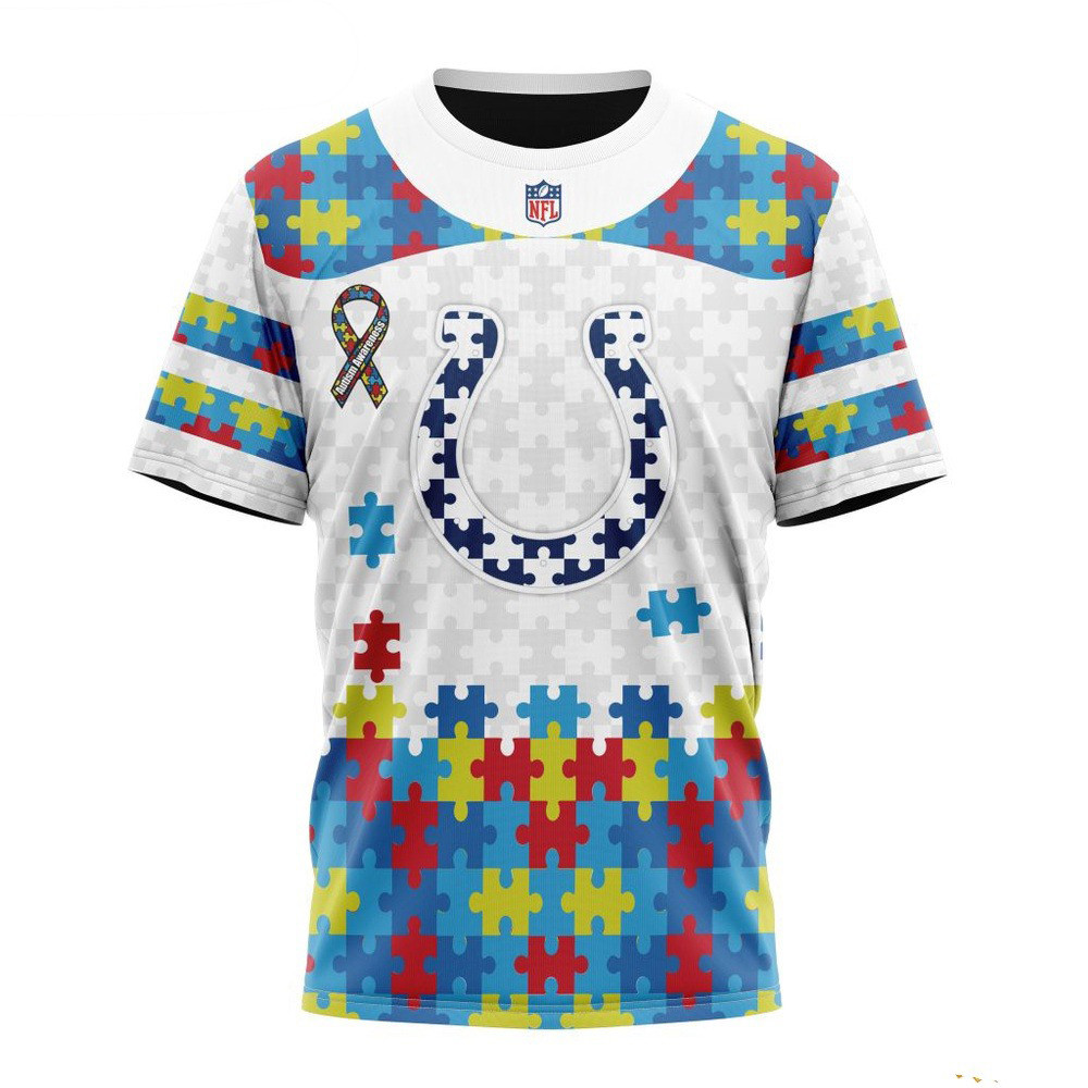 NFL Indianapolis Colts Autism Awareness Design 3D T-Shirt Gifts For Football Fan