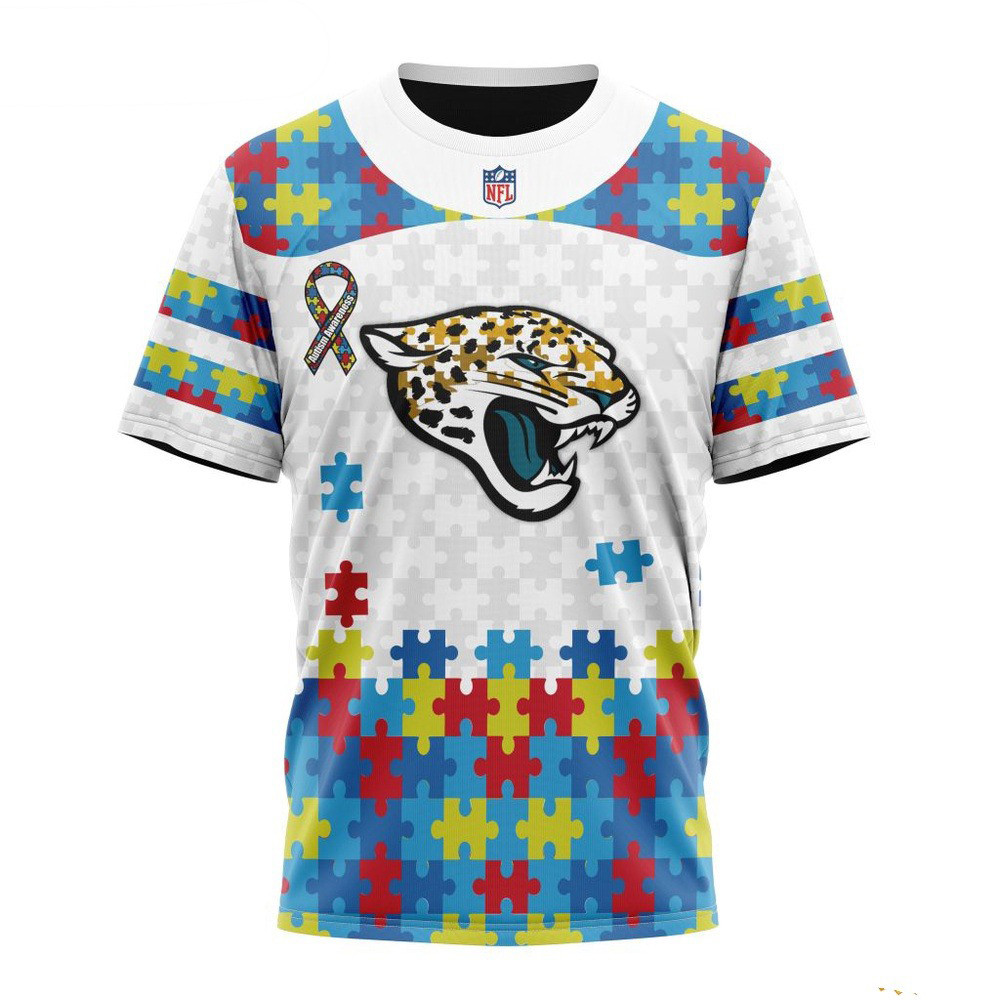 NFL Jacksonville Jaguars Autism Awareness Design 3D T-Shirt Football Themed Gifts
