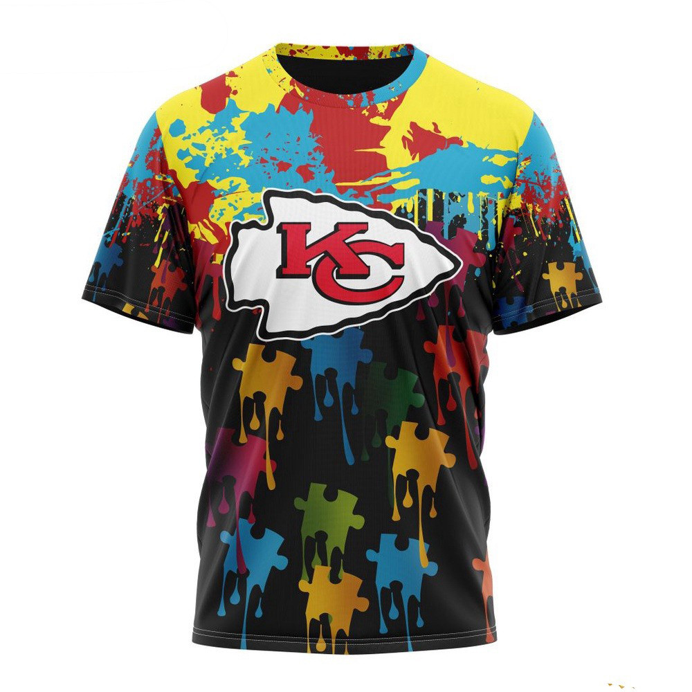NFL Kansas City Chiefs Autism Awareness Design T-Shirt Presents For Football Lovers