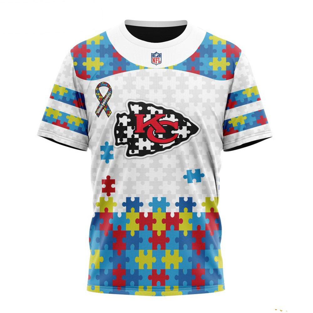 NFL Kansas City Chiefs Autism Awareness Design T-Shirt Unique Gifts For Football Lovers