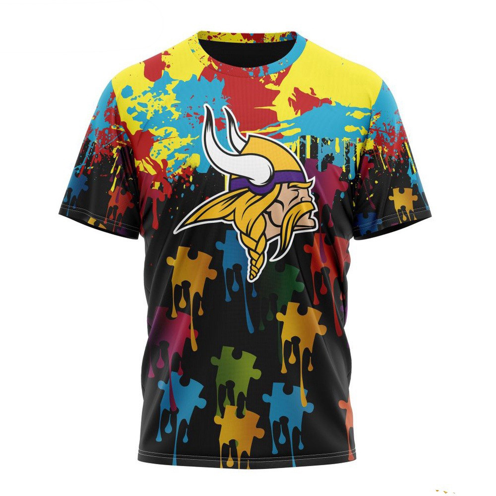 NFL Minnesota Vikings Autism Awareness Design T-Shirt Best Gifts For Football Fans