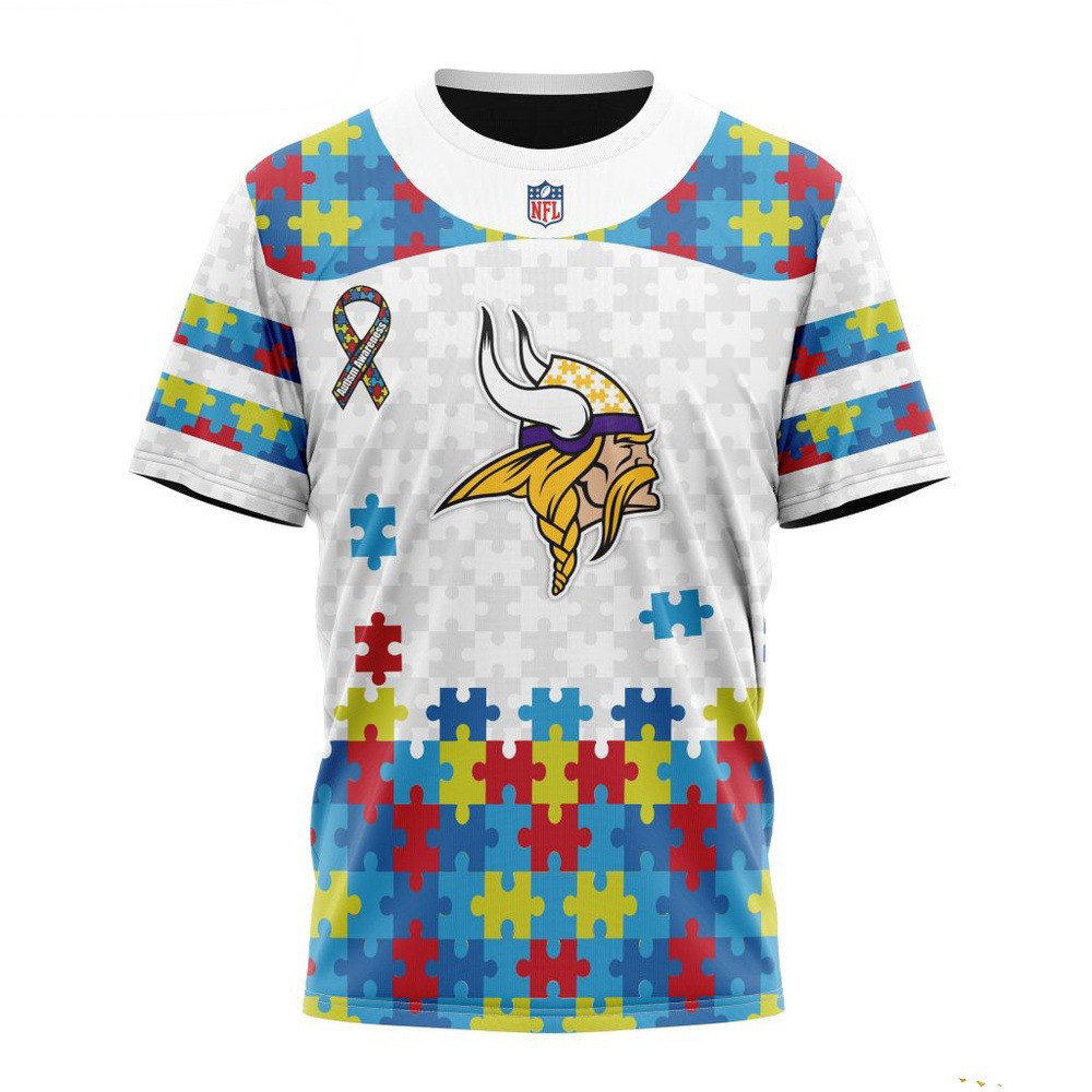 NFL Minnesota Vikings Autism Awareness Design T-Shirt Gift Ideas For Football Lovers