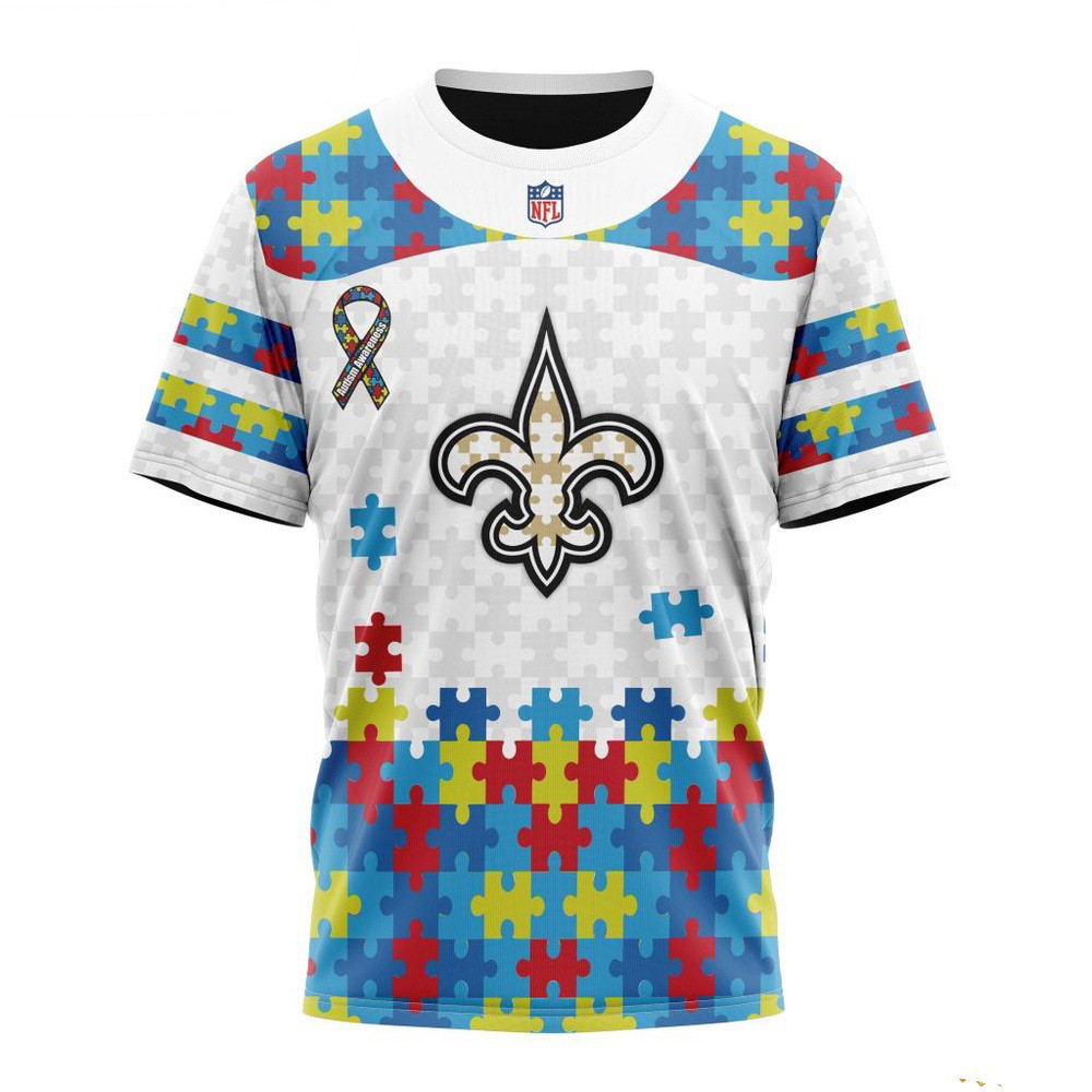 NFL New Orleans Saints Autism Awareness Design T-Shirt Football Fan Gift Ideas