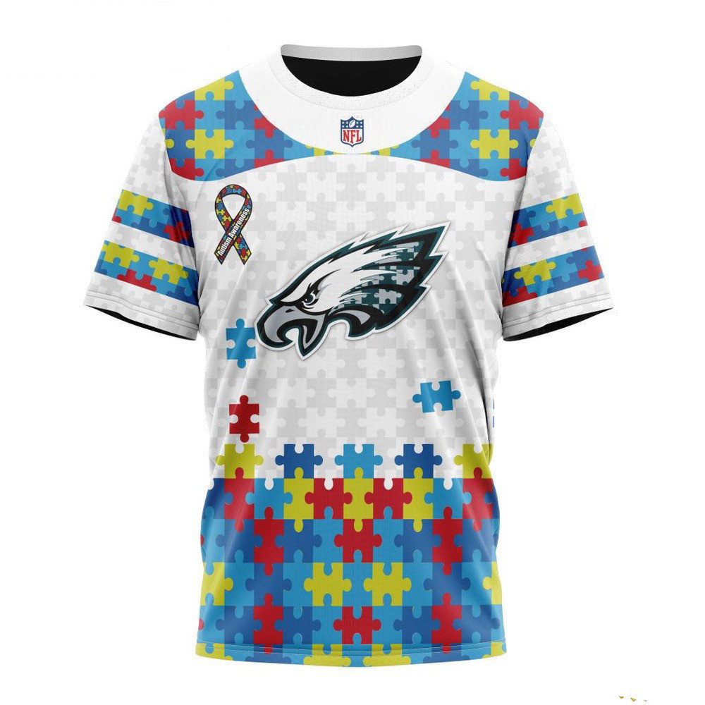 NFL Philadelphia Eagles Autism Awareness Design 3D T-Shirt Football Themed Gifts