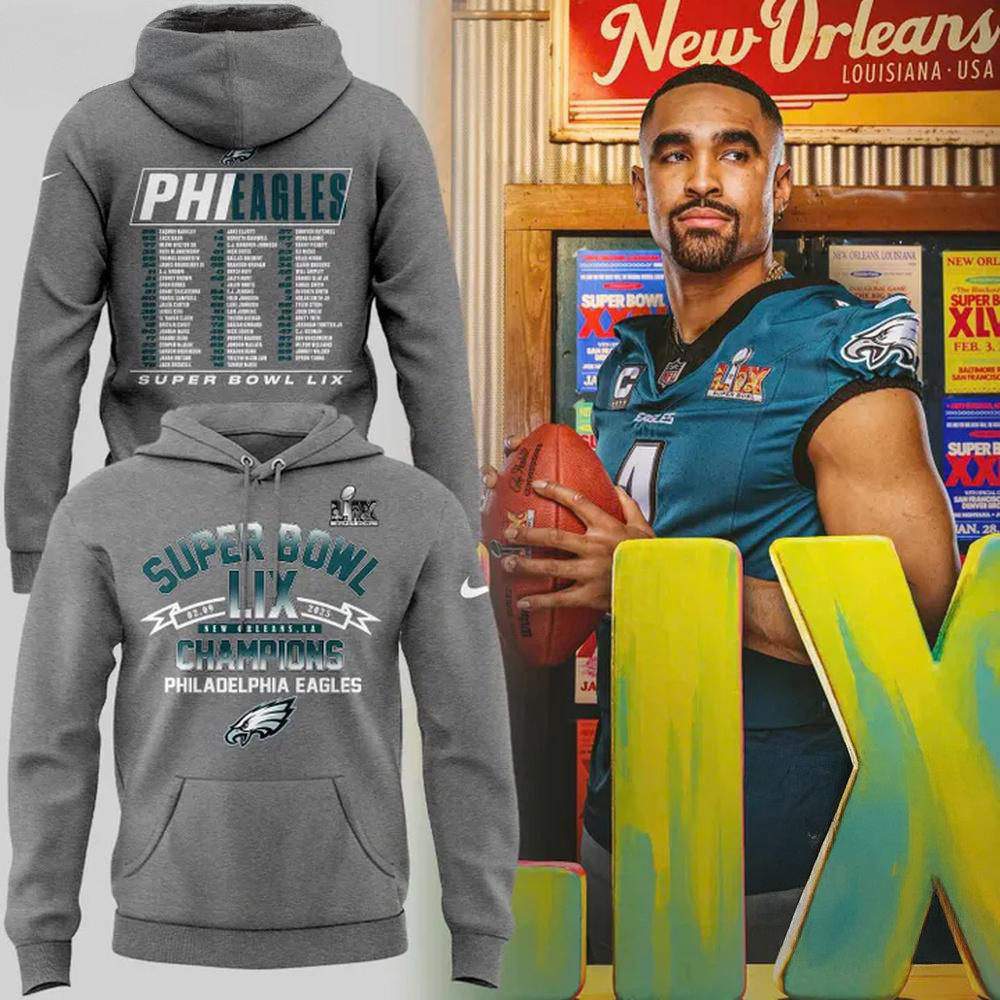 NFL Philadelphia Eagles Super Bowl LIX 2025 Champions Hoodie Football Fan Gifts