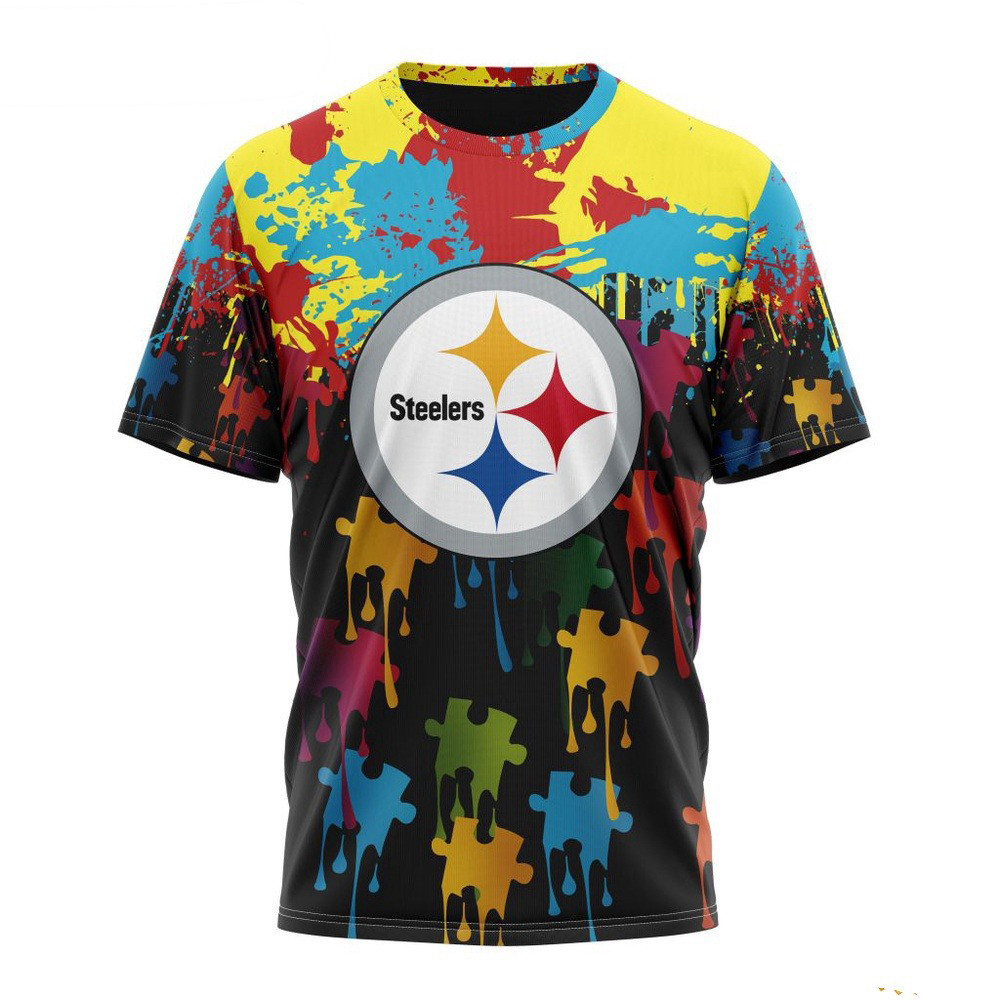 NFL Pittsburgh Steelers Autism Awareness Design T-Shirt Best Gifts For NFL Fans