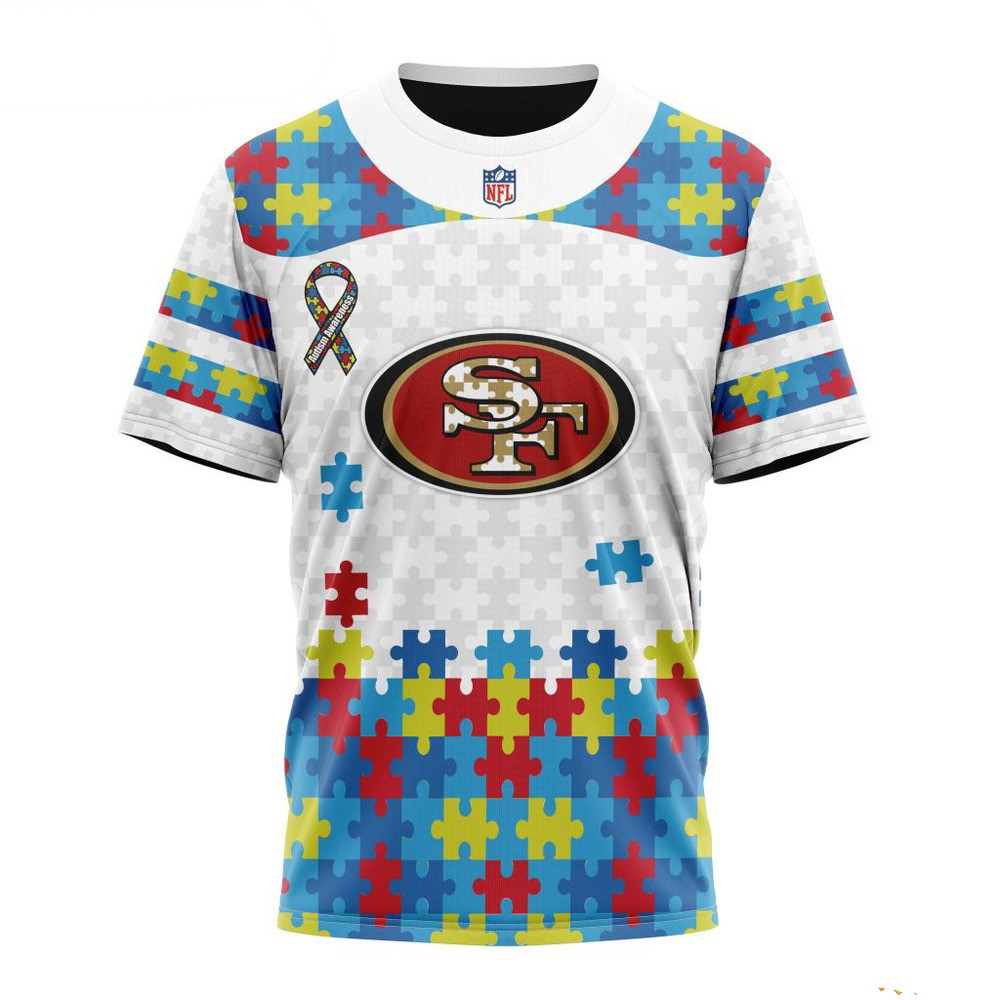 NFL San Francisco 49ers Autism Awareness T-Shirt Gift Ideas For Football Lovers